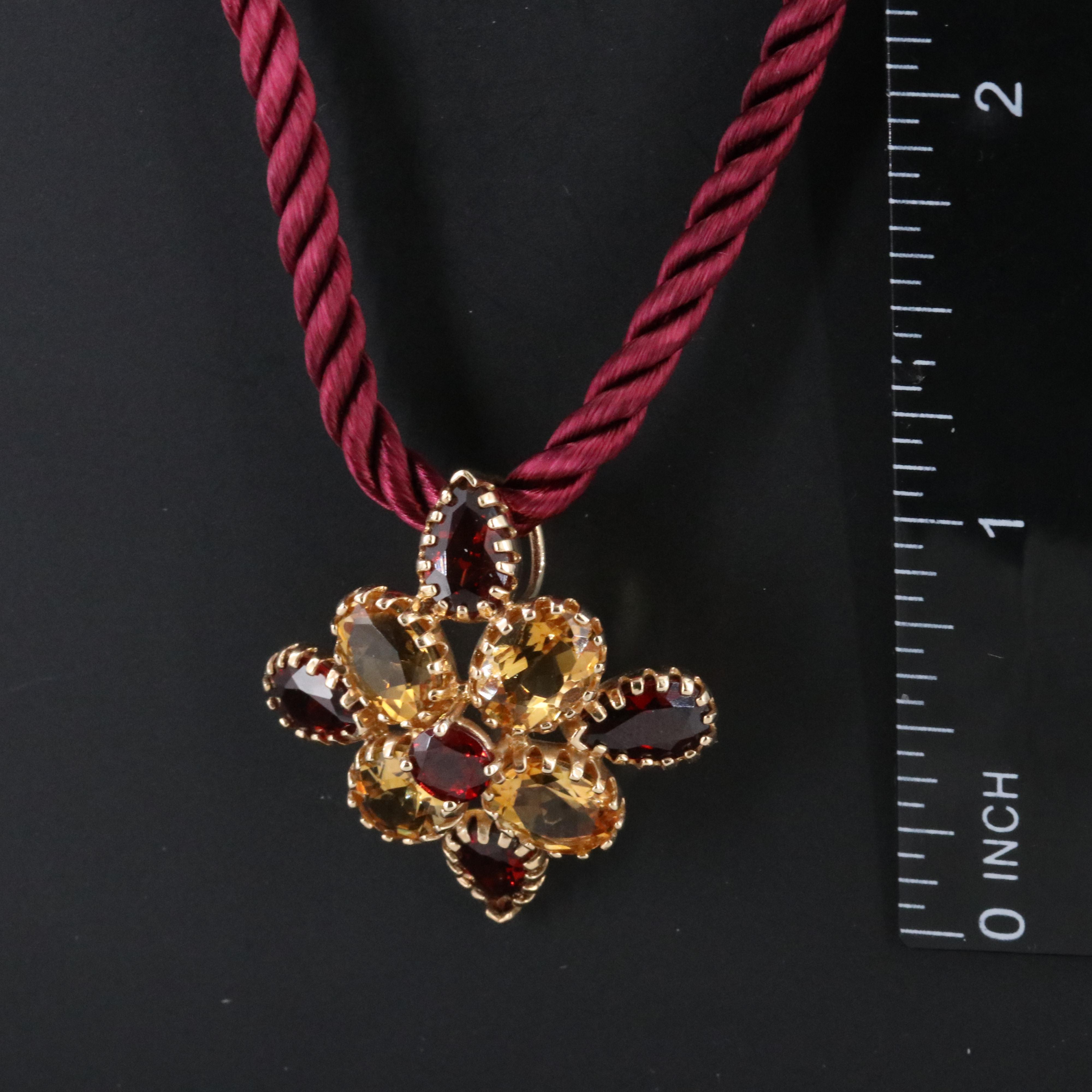 14K Garnet and Citrine Pendant Necklace