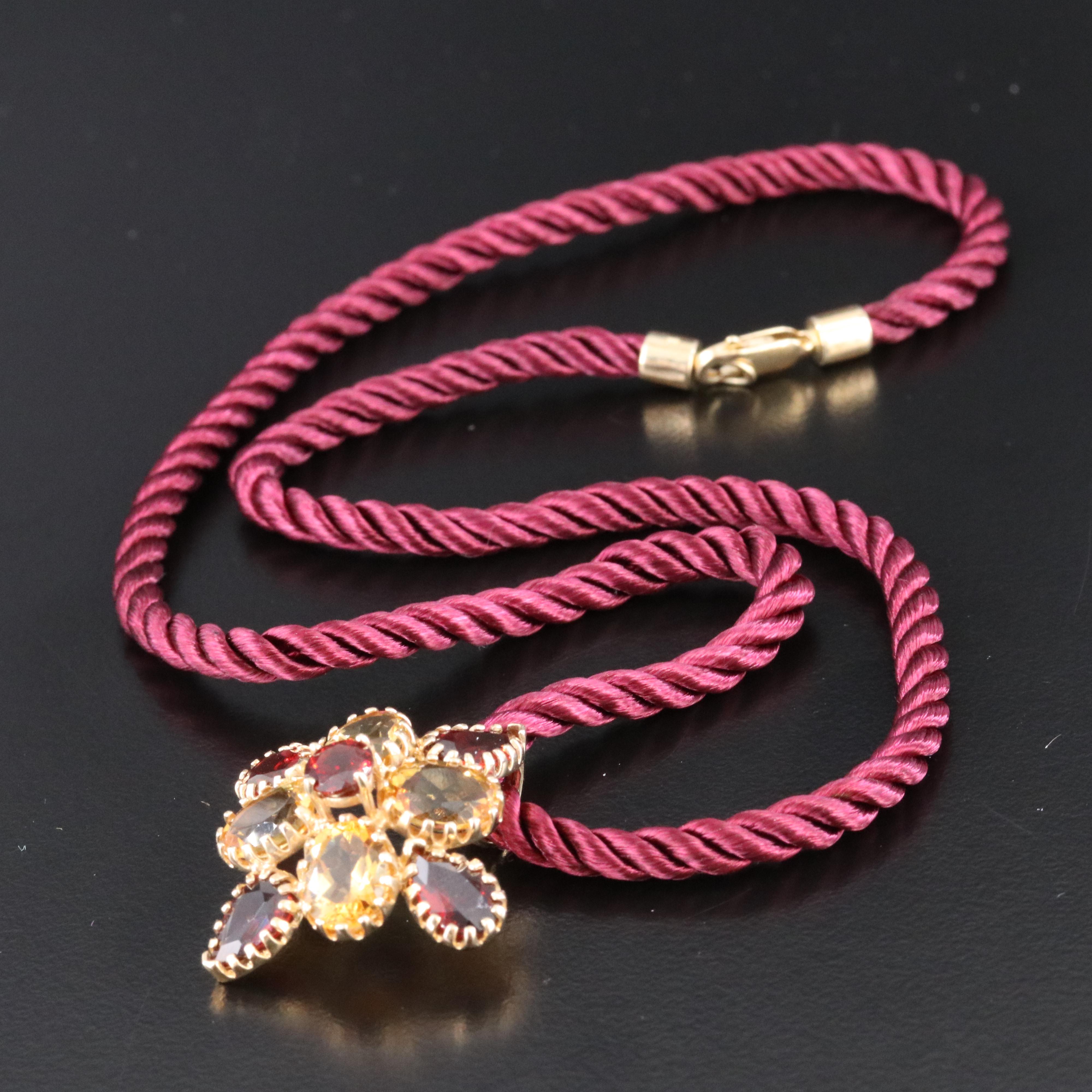 14K Garnet and Citrine Pendant Necklace