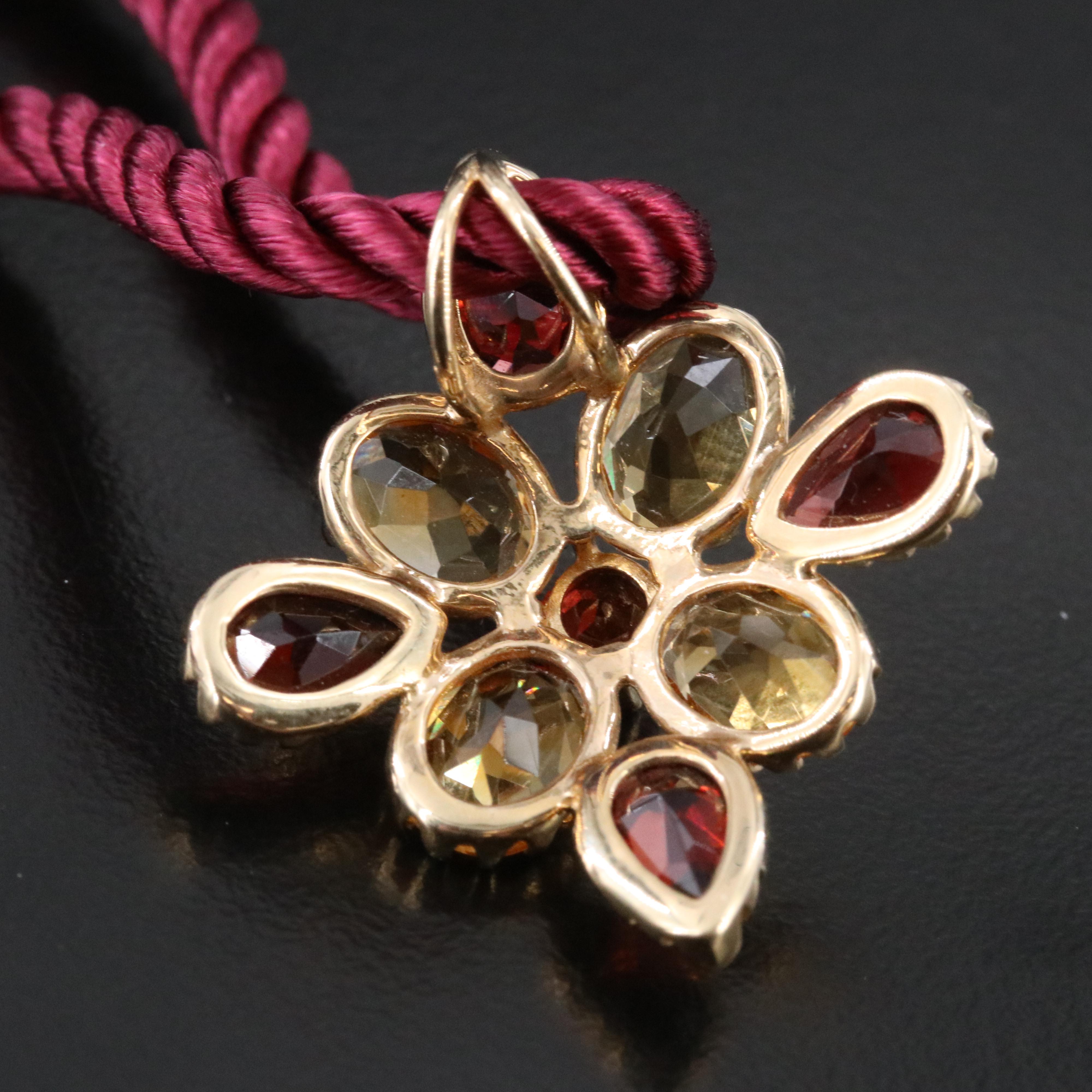 14K Garnet and Citrine Pendant Necklace