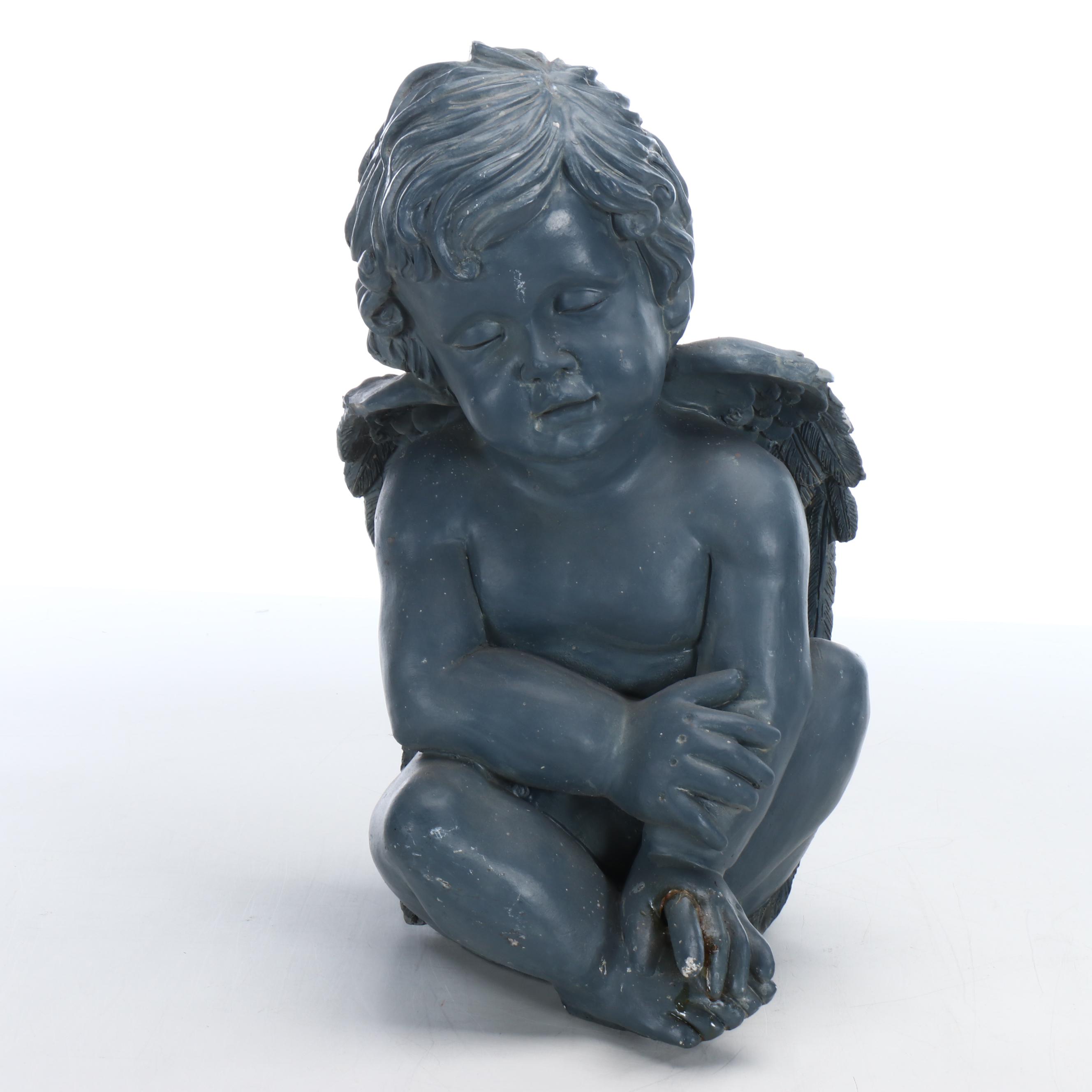 Painted Cast Putti Garden Statue