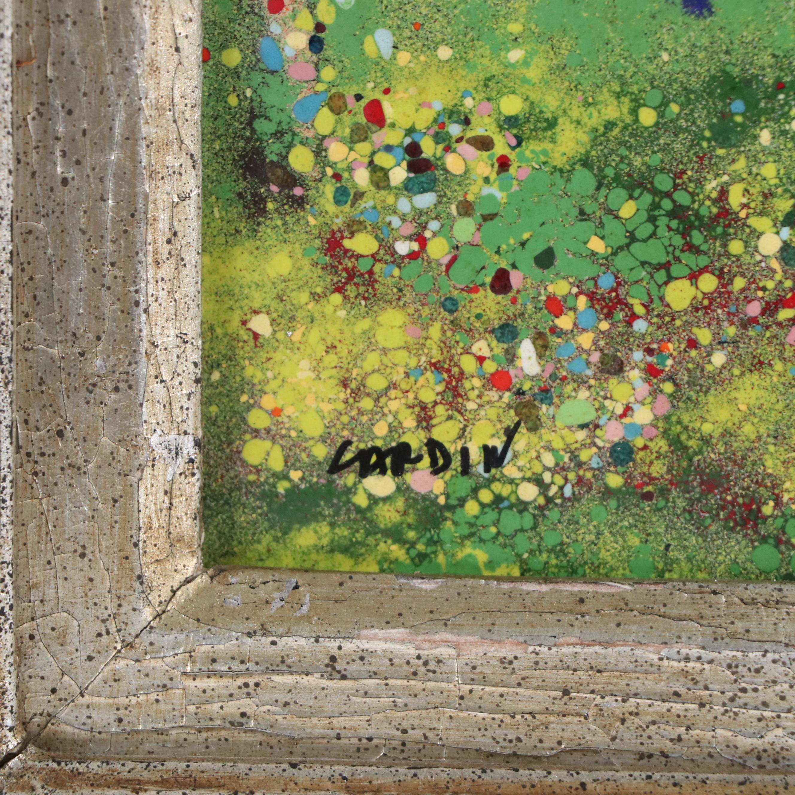 Louis Cardin Whimsical Enamel Painting on Copper