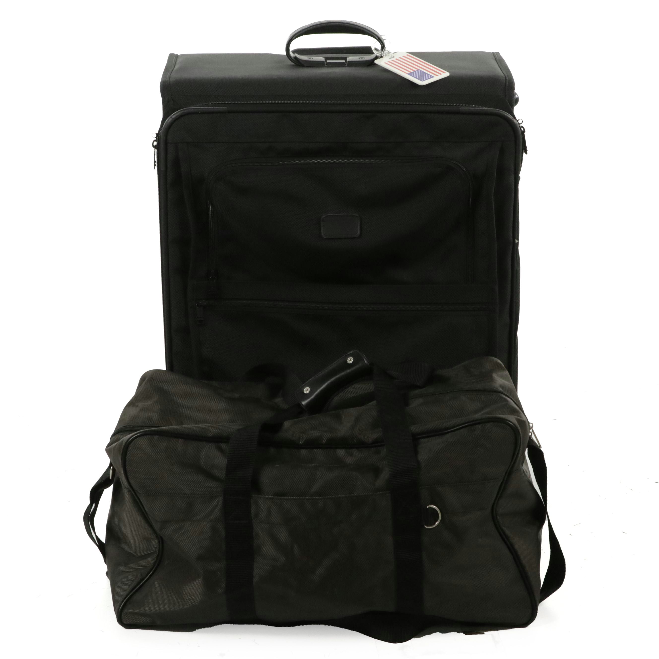 TUMI Alpha 27" Large Wheeled Suitcase in Black Nylon, Calvin Klein Duffel Bag