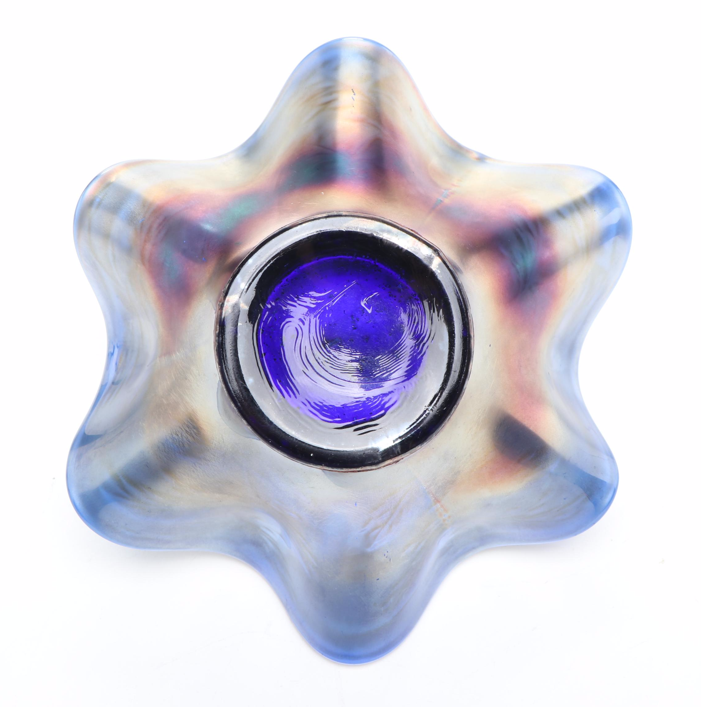 Dugan Amethyst "Question Mark" with Other Carnival Glass Bonbon Dishes