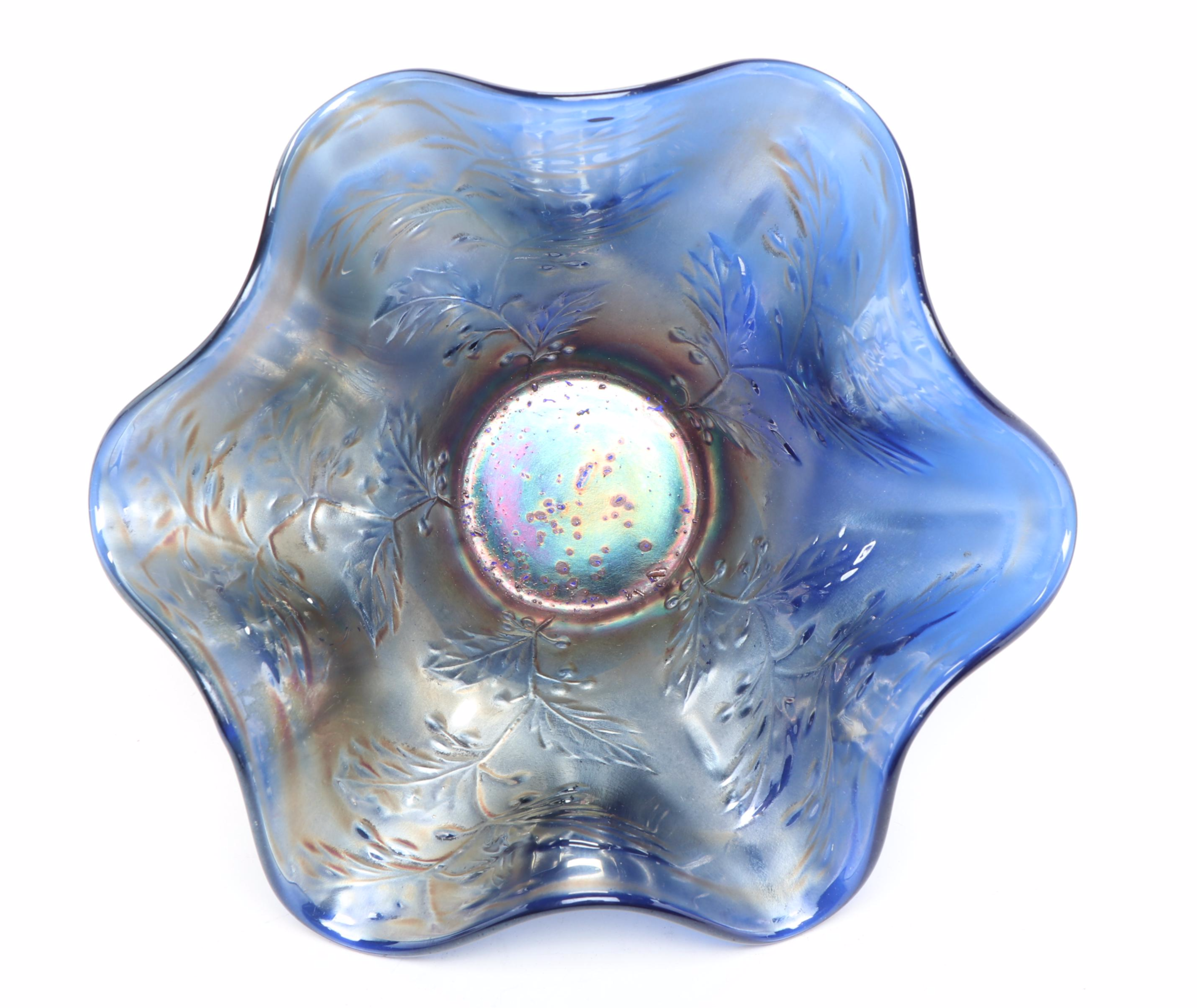 Dugan Amethyst "Question Mark" with Other Carnival Glass Bonbon Dishes