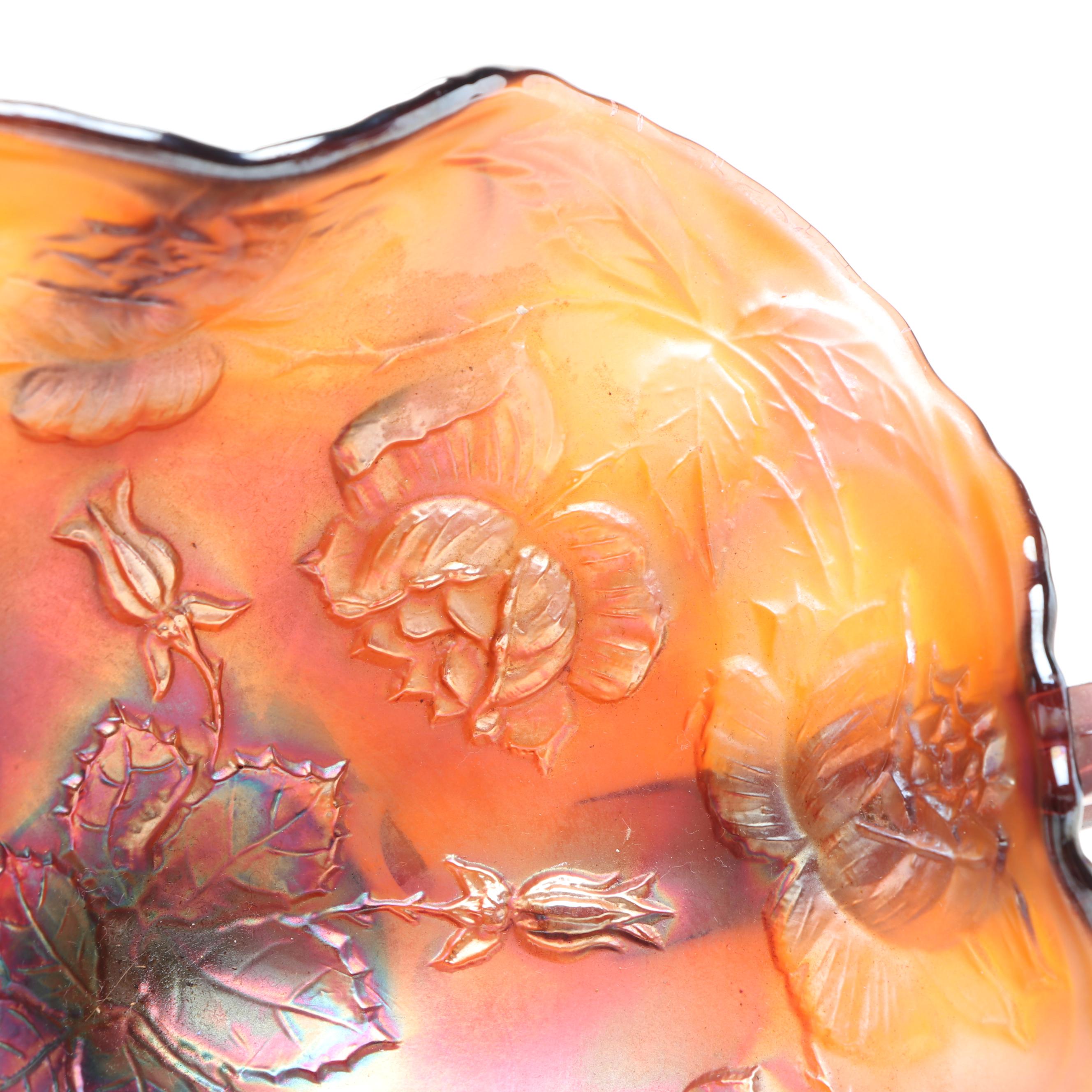 Dugan Amethyst "Question Mark" with Other Carnival Glass Bonbon Dishes