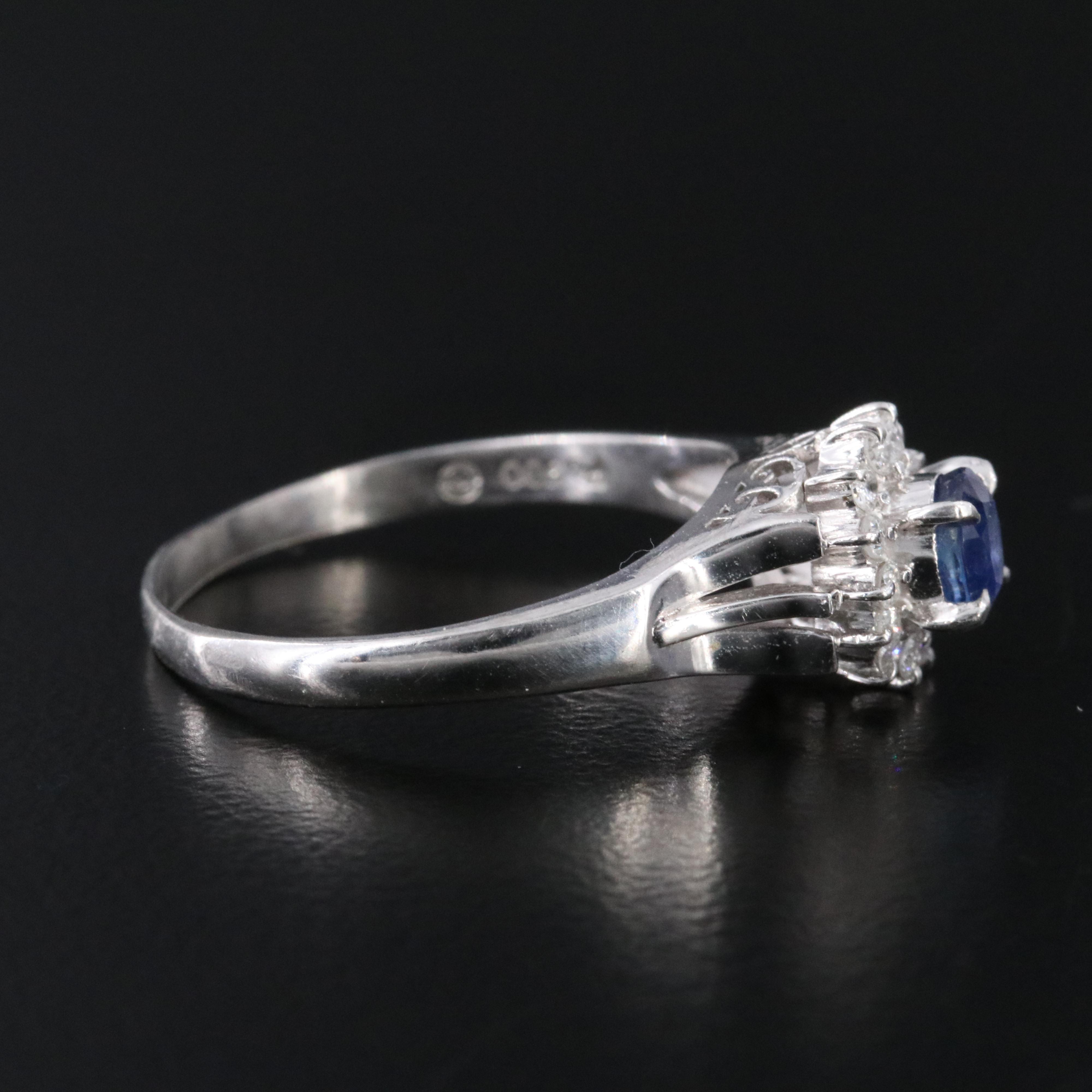 Platinum Sapphire and Diamond Ring