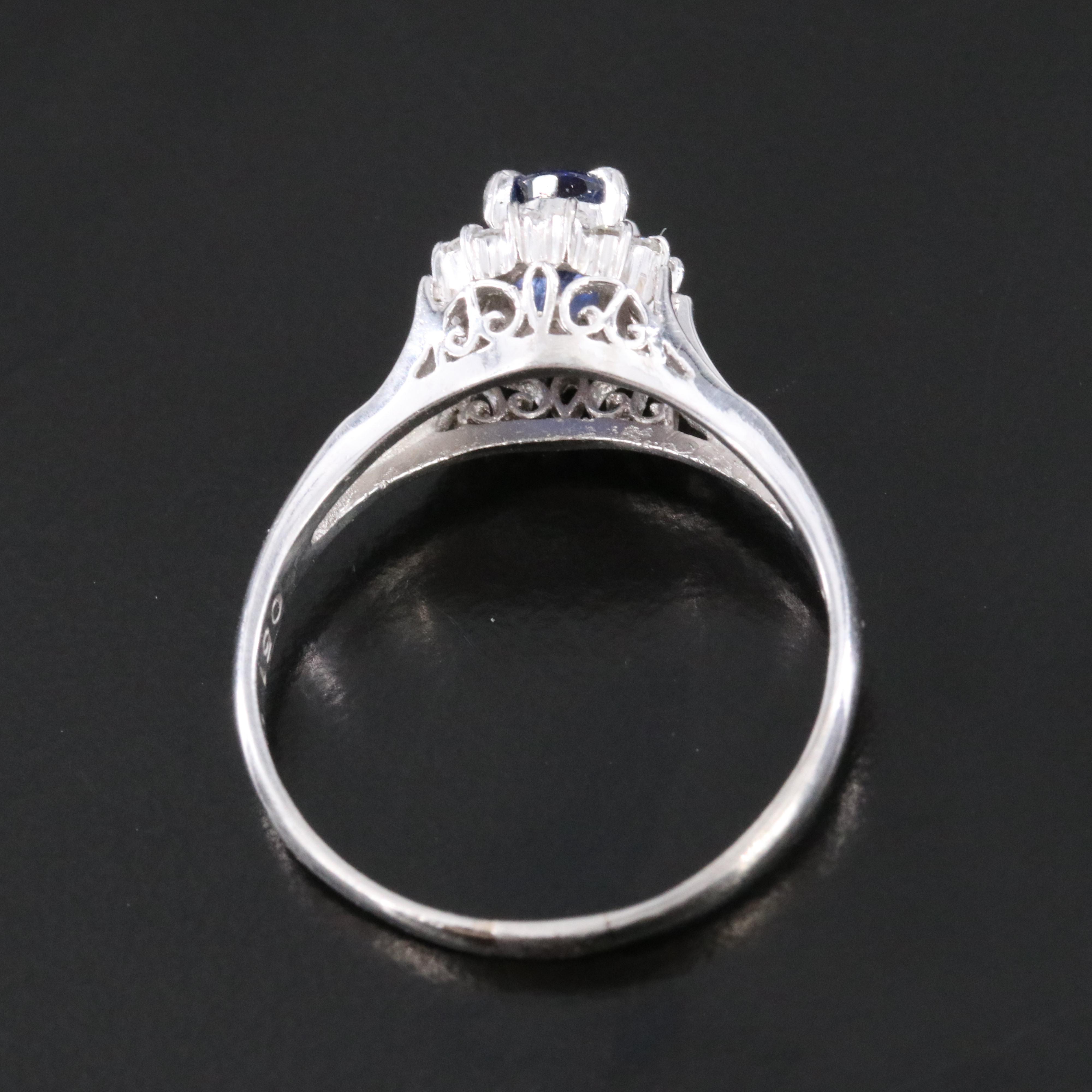 Platinum Sapphire and Diamond Ring