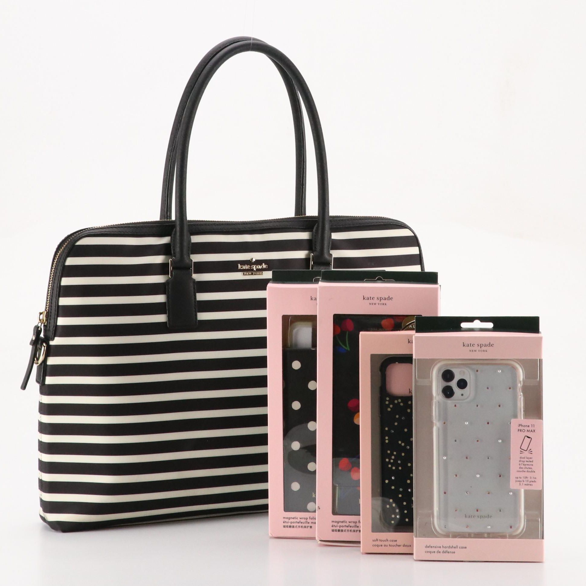 Kate Spade Daveney Striped Nylon Laptop Bag and iPhone 11 Pro Max Cases