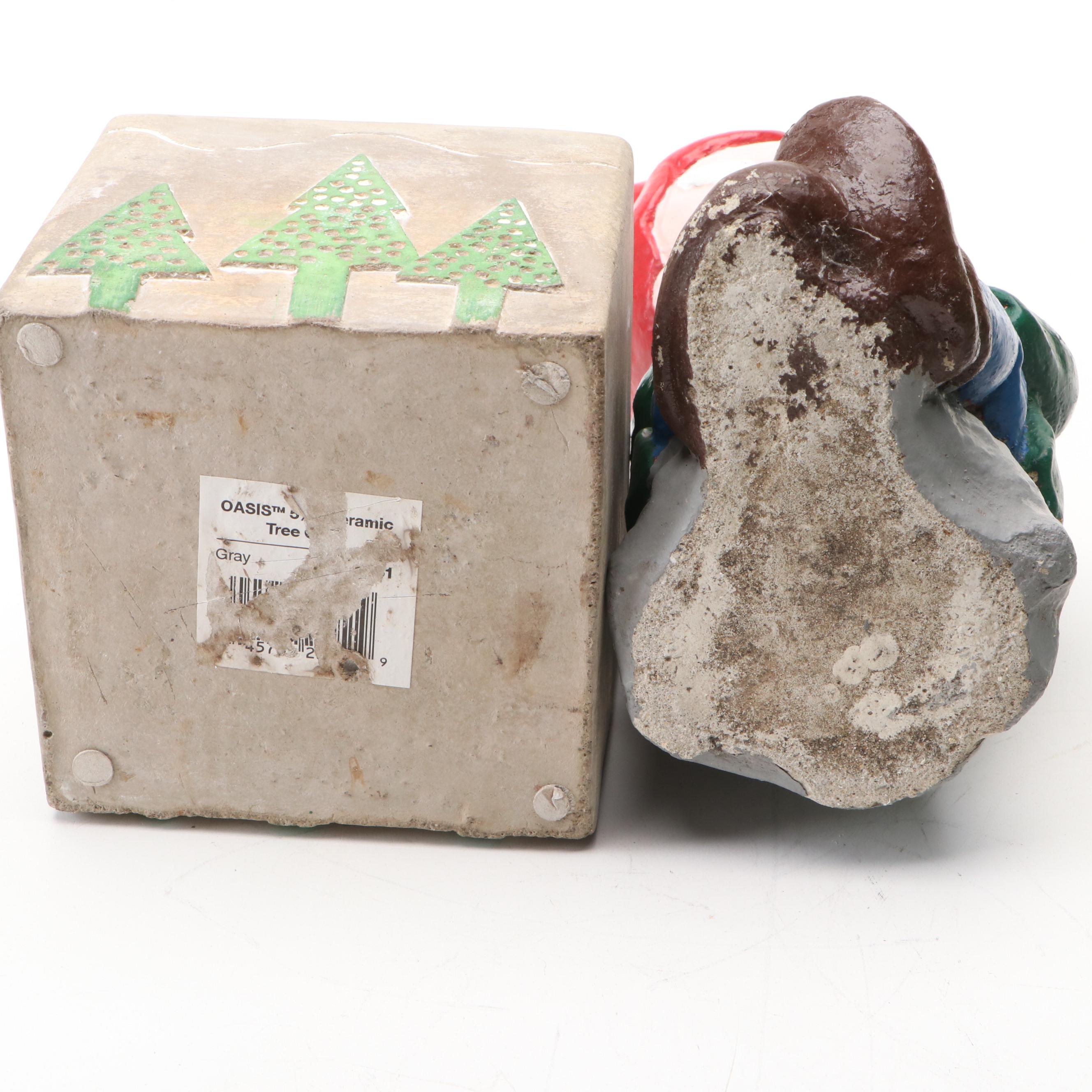 Gnome, Christmas Tree and Other Ceramic Planters with Figurine