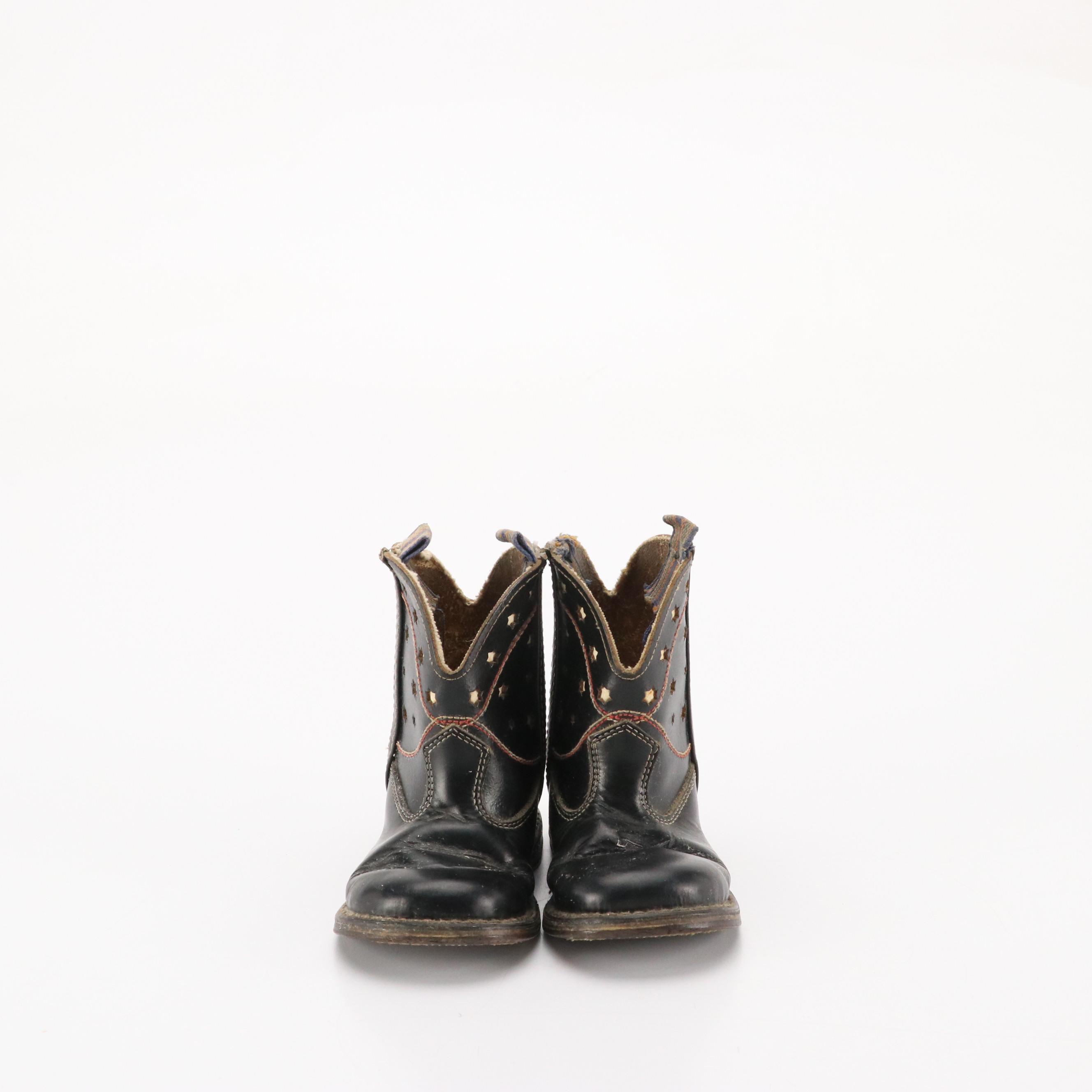 Children's Vintage Leather Western Boots with Infant Moccasin Slippers