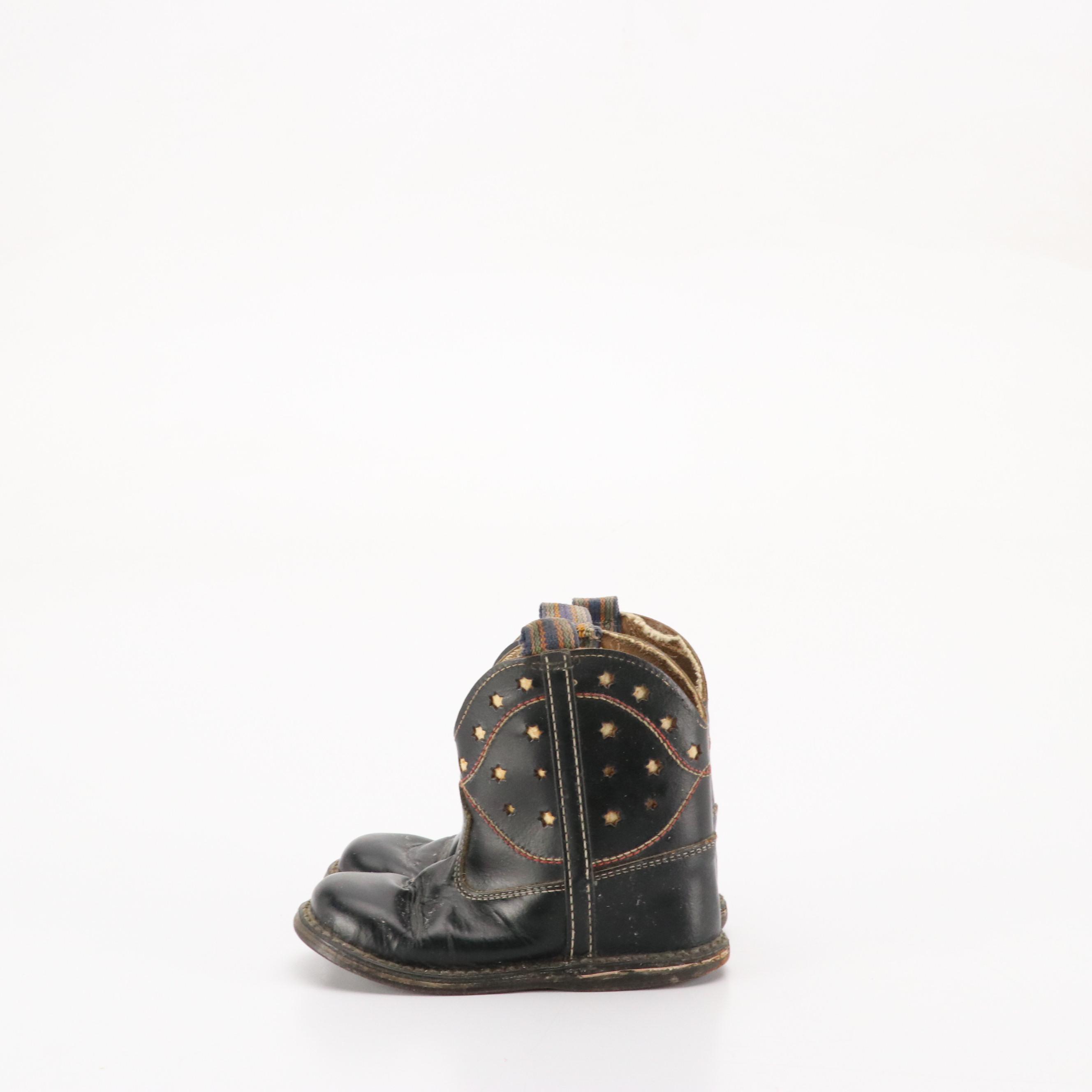 Children's Vintage Leather Western Boots with Infant Moccasin Slippers