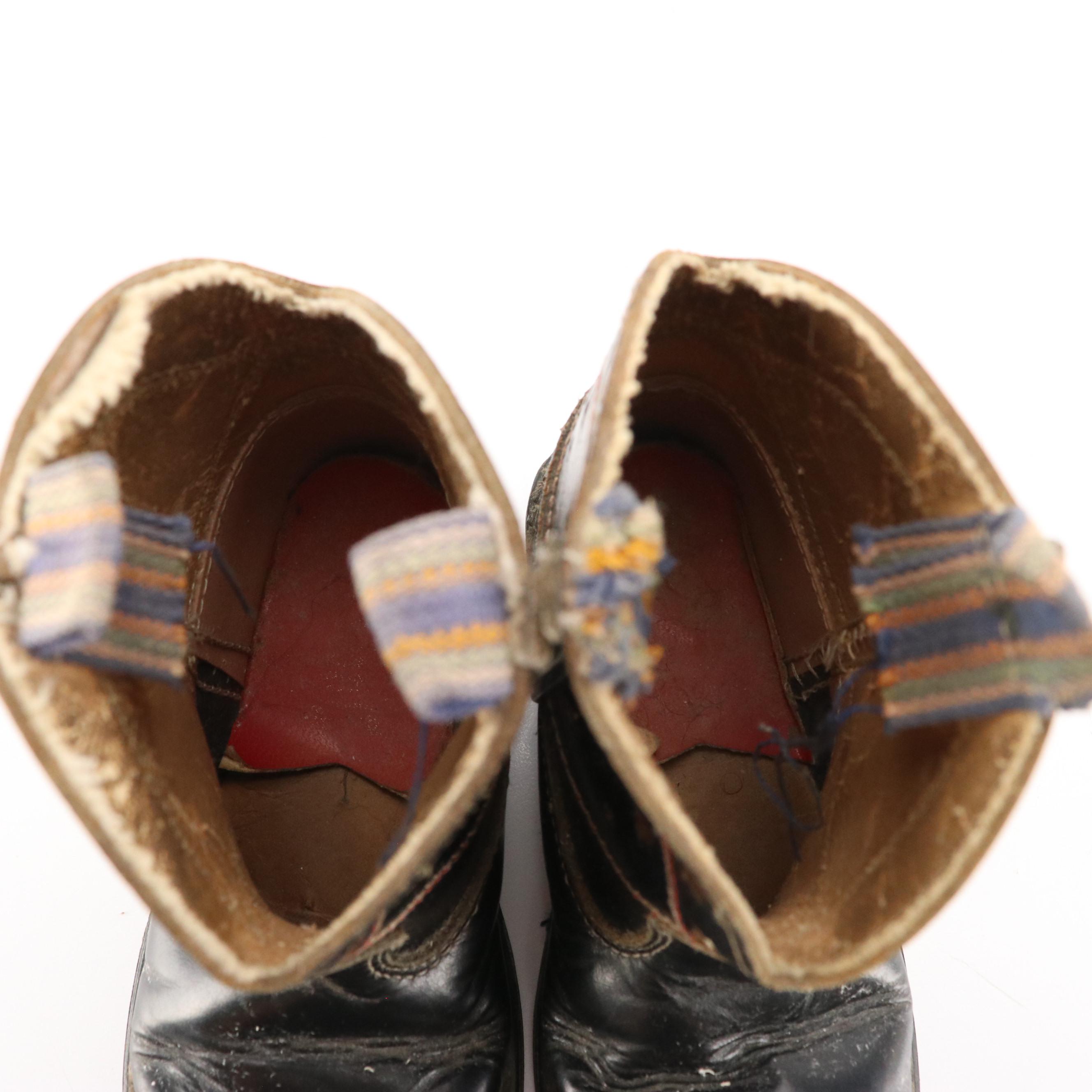 Children's Vintage Leather Western Boots with Infant Moccasin Slippers