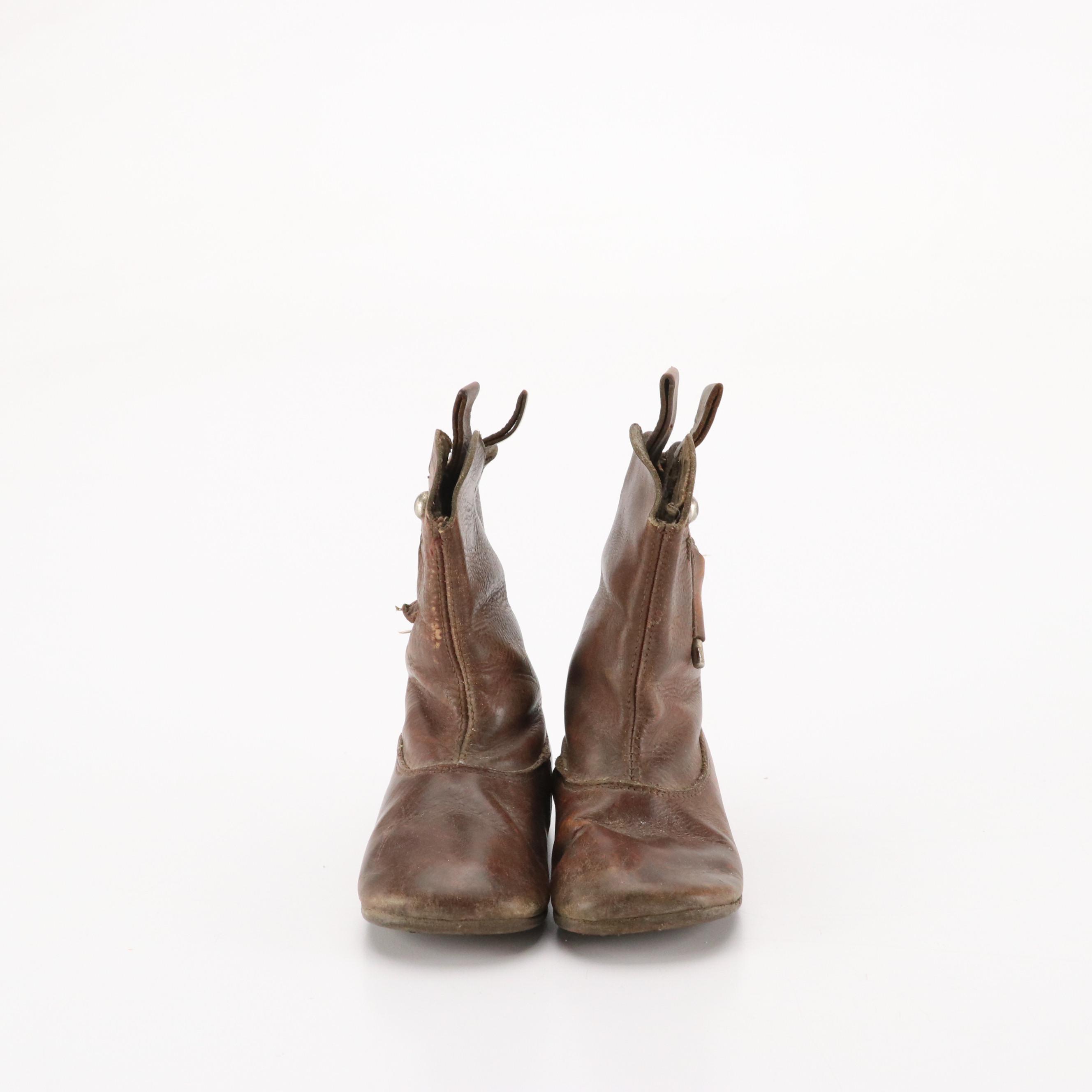 Children's Vintage Leather Western Boots with Infant Moccasin Slippers