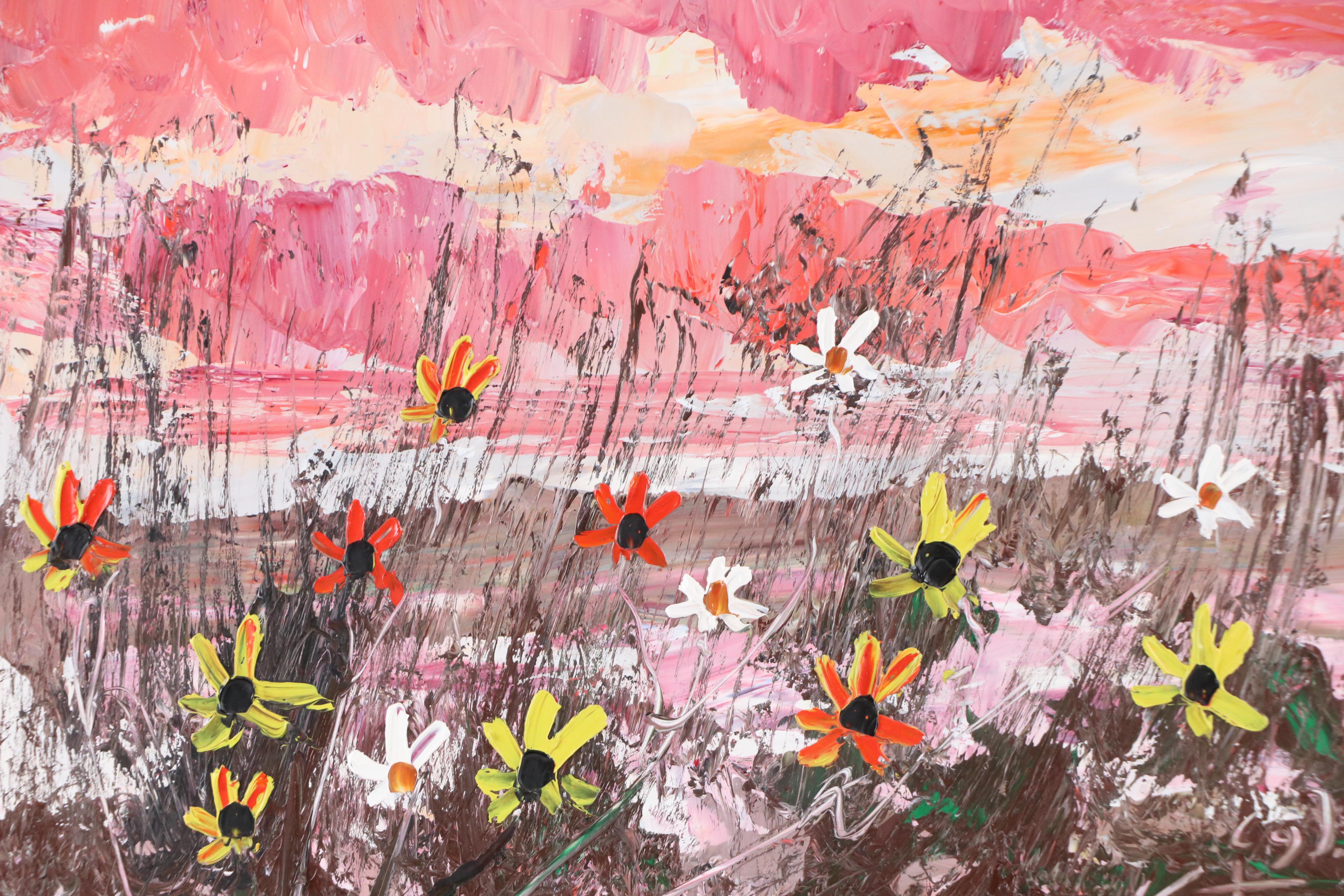 Morris Katz Floral Landscape Acrylic Painting, 1973