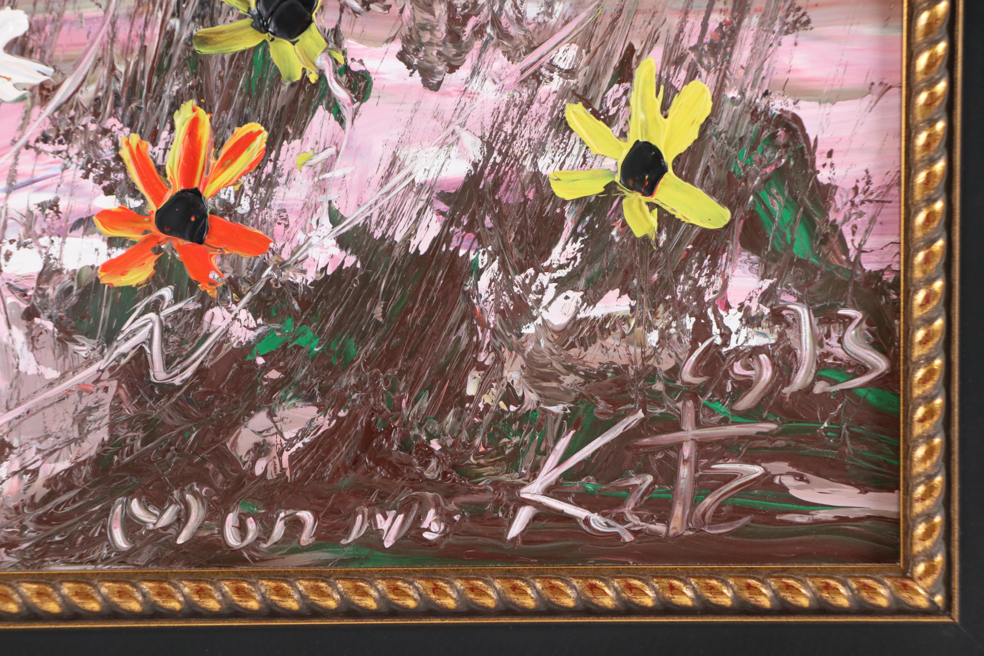 Morris Katz Floral Landscape Acrylic Painting, 1973