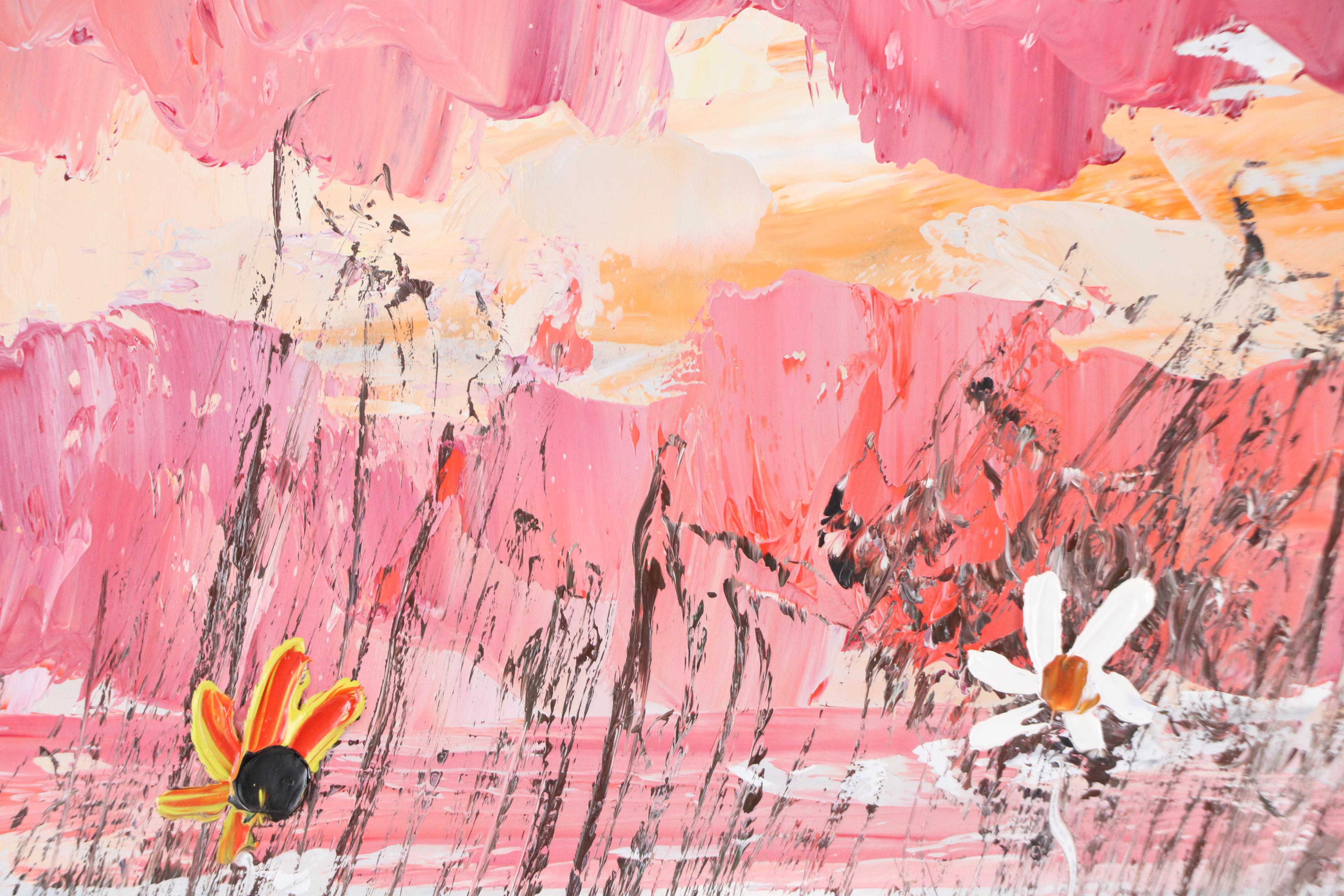 Morris Katz Floral Landscape Acrylic Painting, 1973