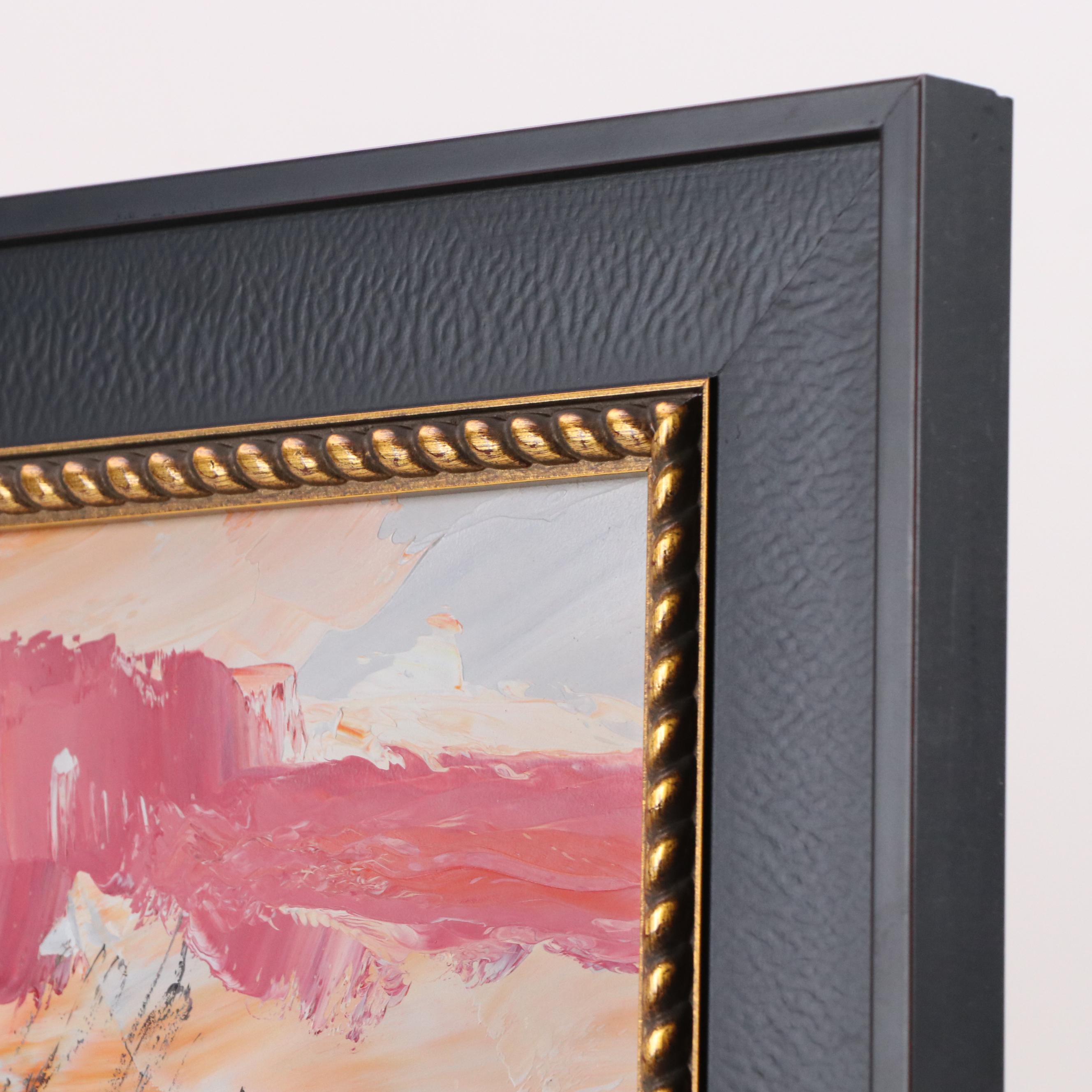 Morris Katz Floral Landscape Acrylic Painting, 1973