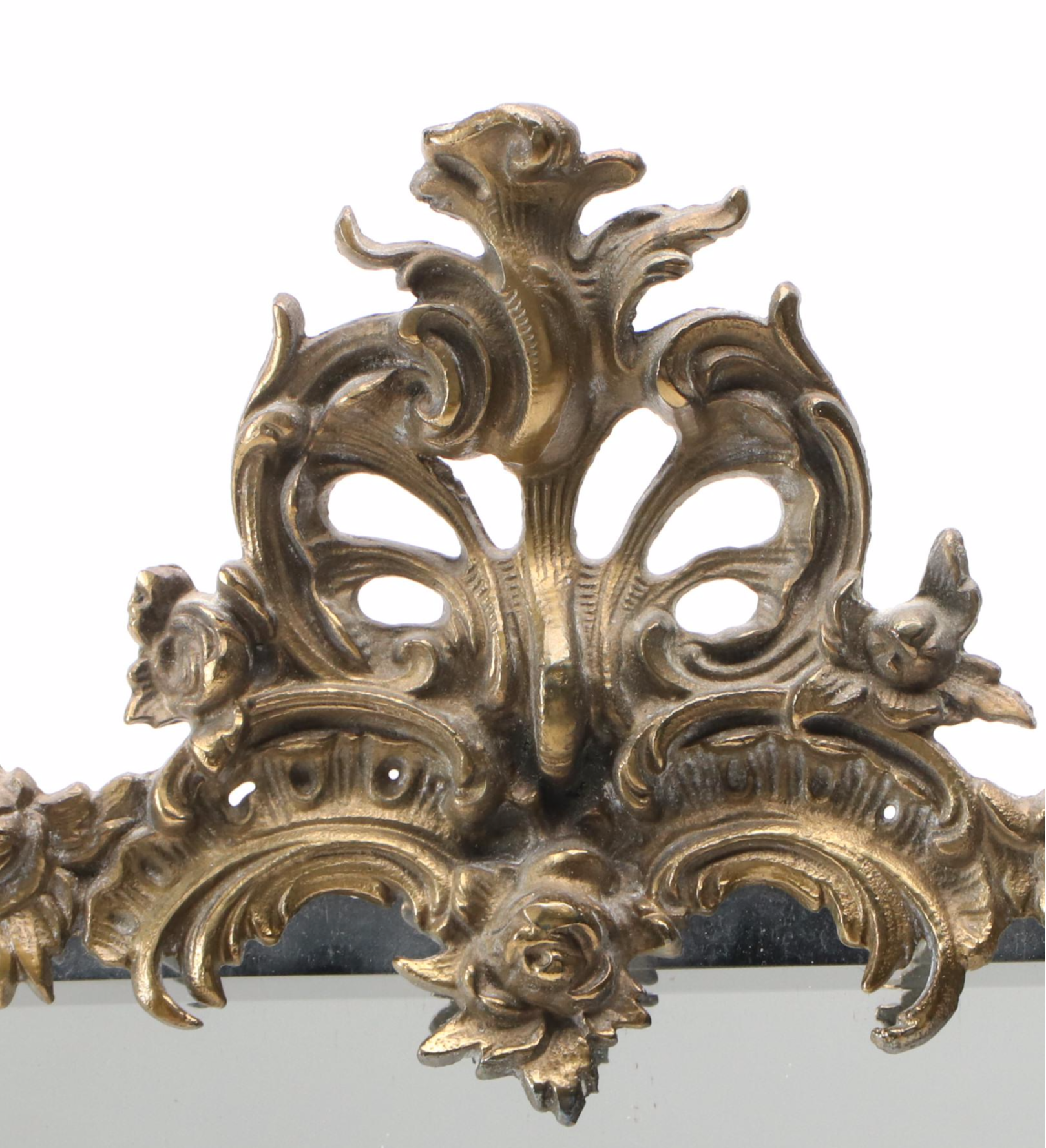 Pair of Louis XIV Style Brass Framed Mirrored Wall Candle Sconces