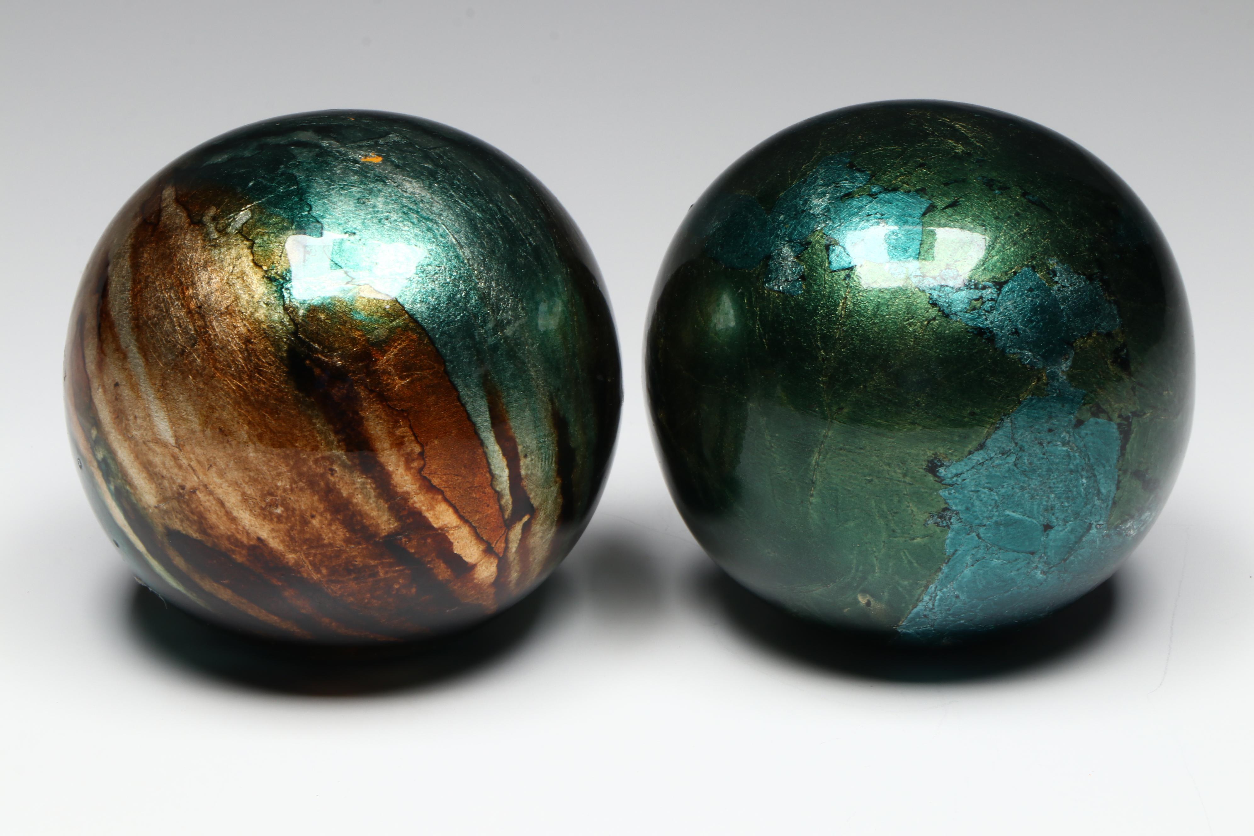 Sea Green Glass Decanter with Decorative Orbs