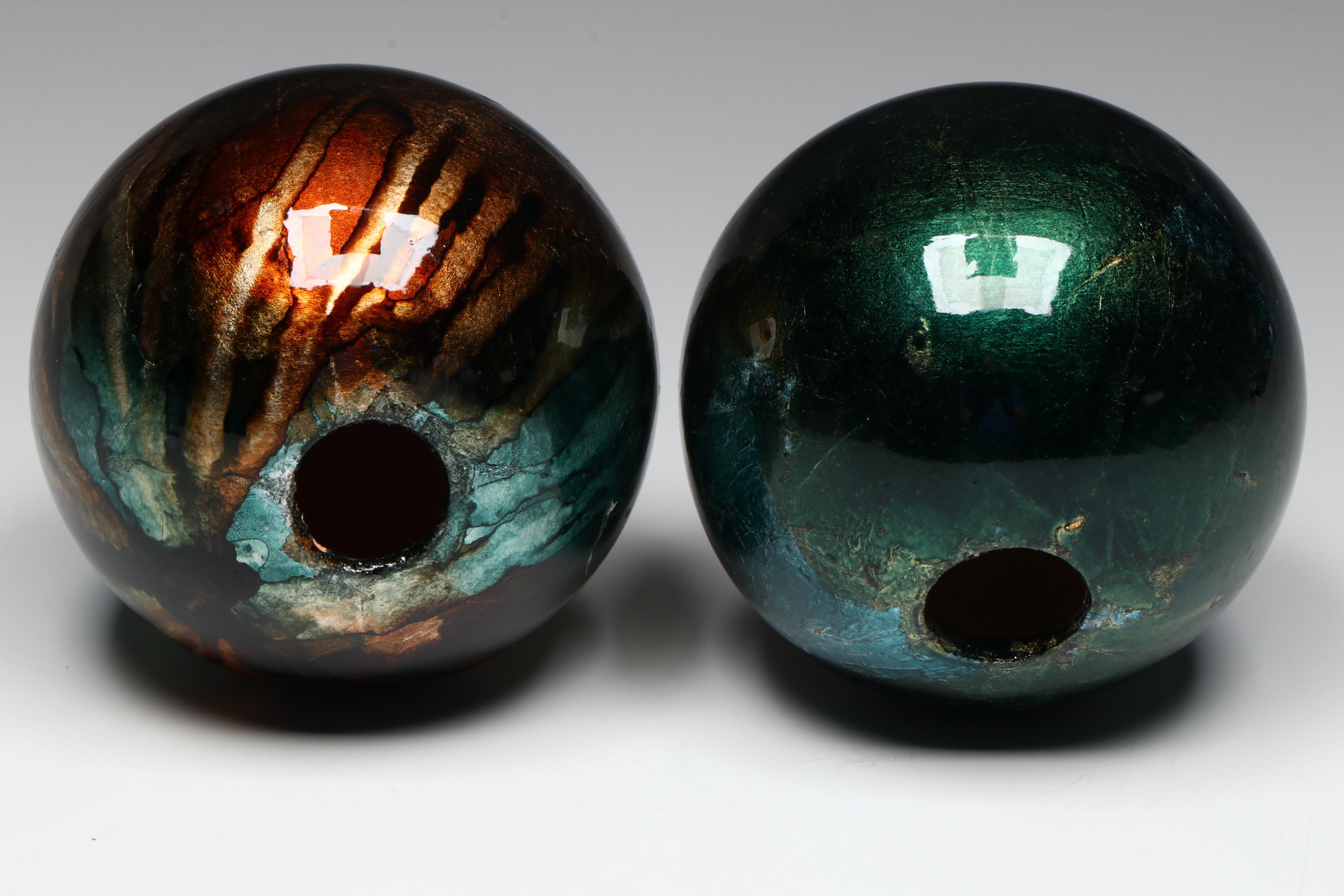 Sea Green Glass Decanter with Decorative Orbs