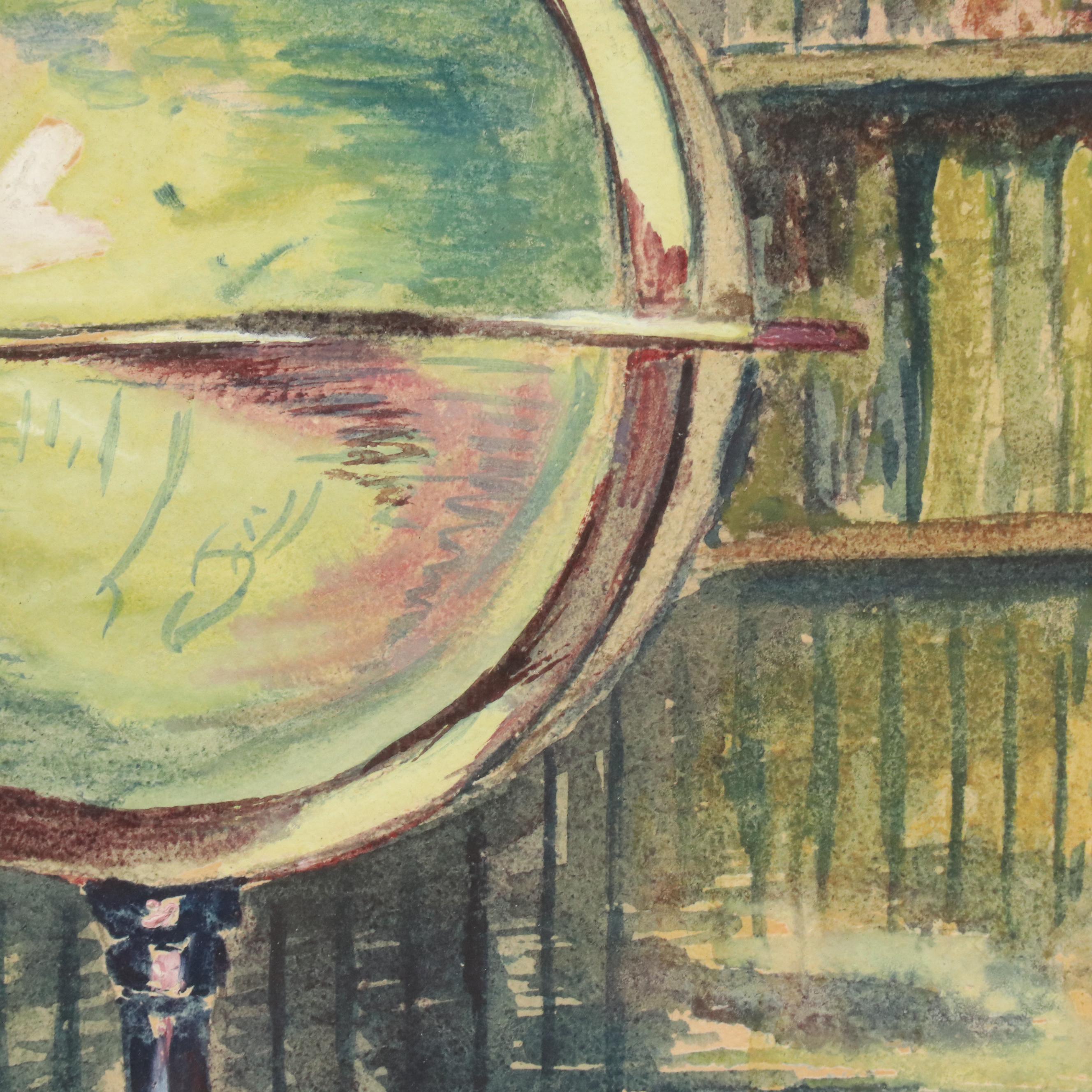 Gouache Painting of Cats in a Study