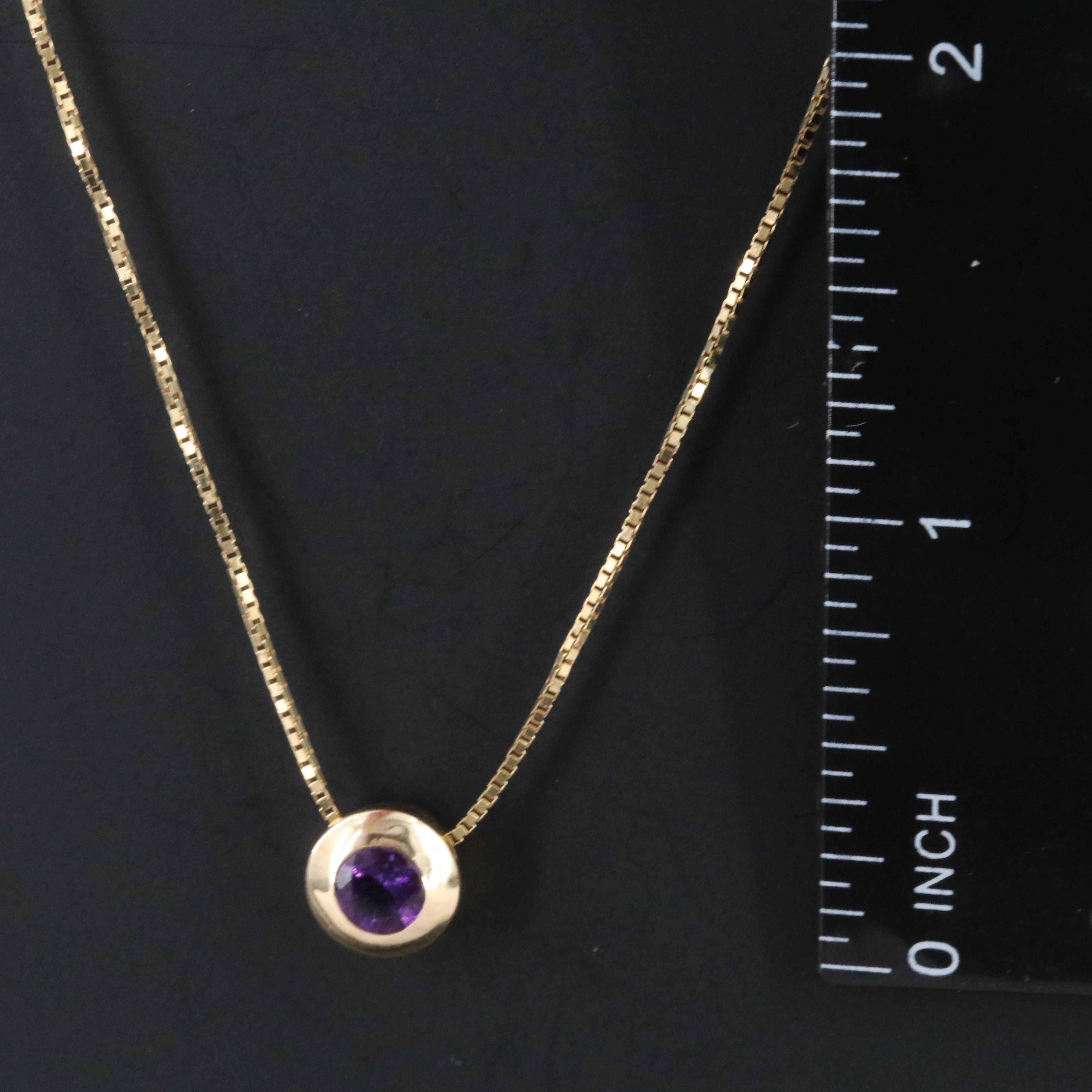 14K Amethyst Solitaire Pendant Necklace