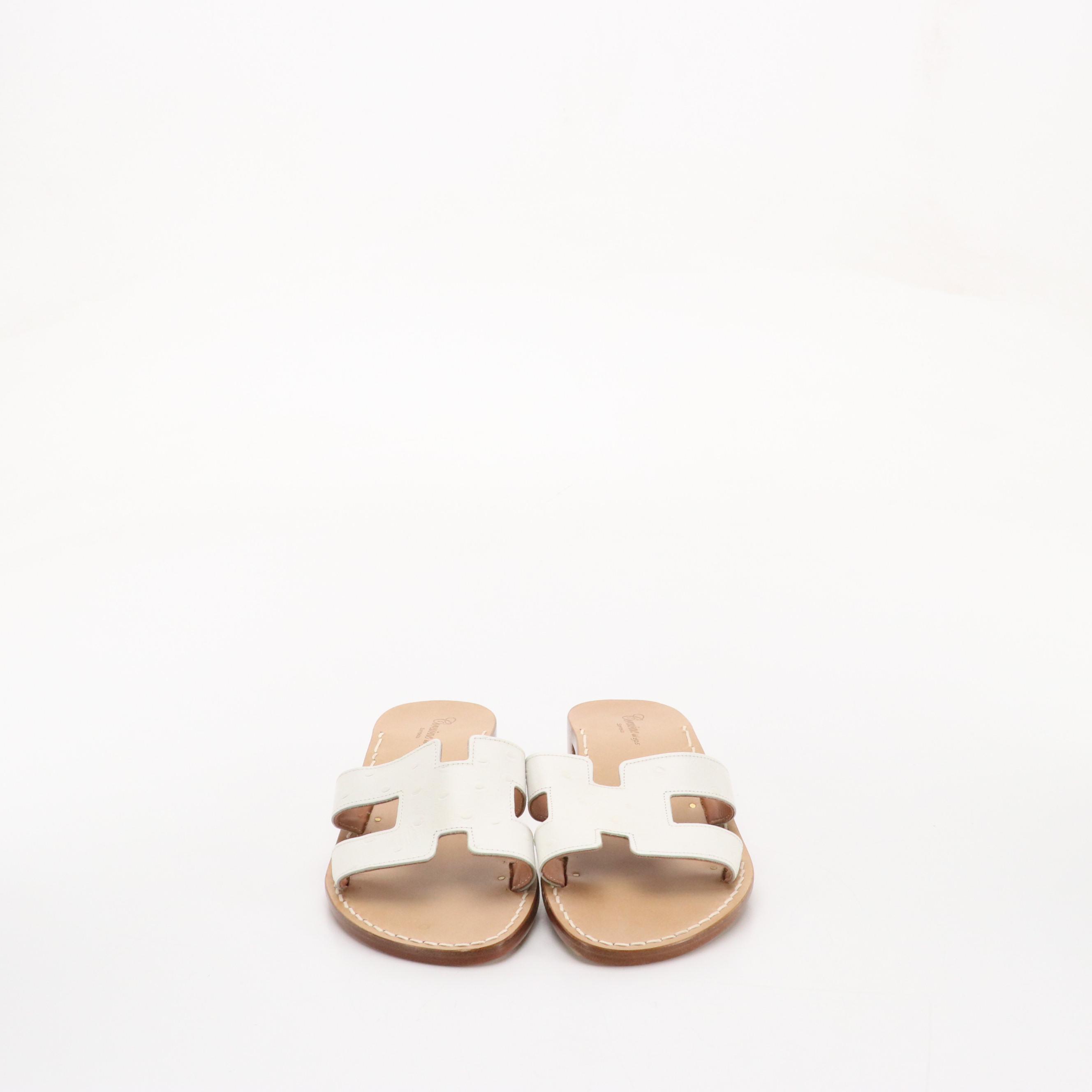 Salvatore Ferragamo Black Patent Leather Sandal, Corcione Ostrich Leather Sandal