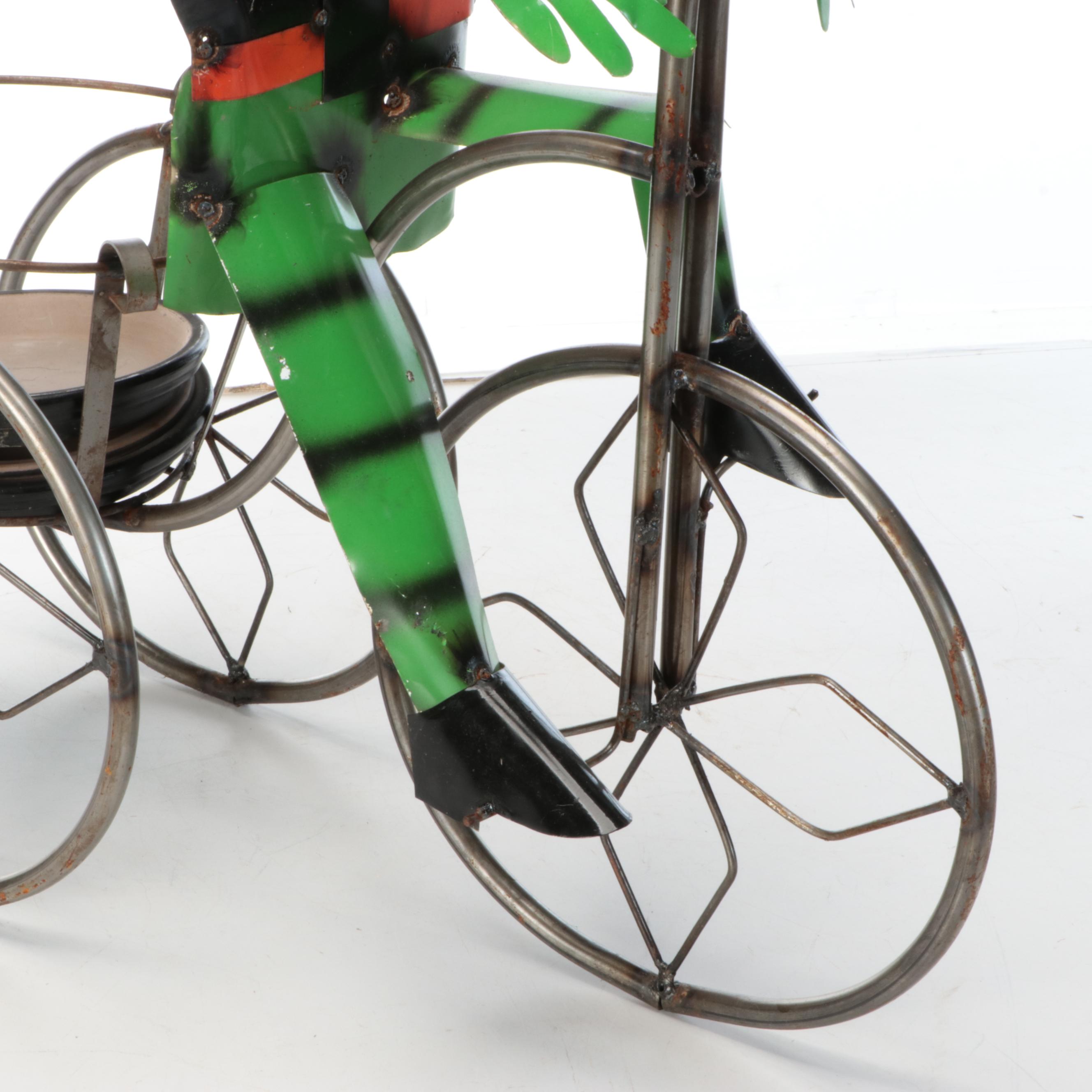 Halloween Whimsical Metal Biking Witch Plant Stand