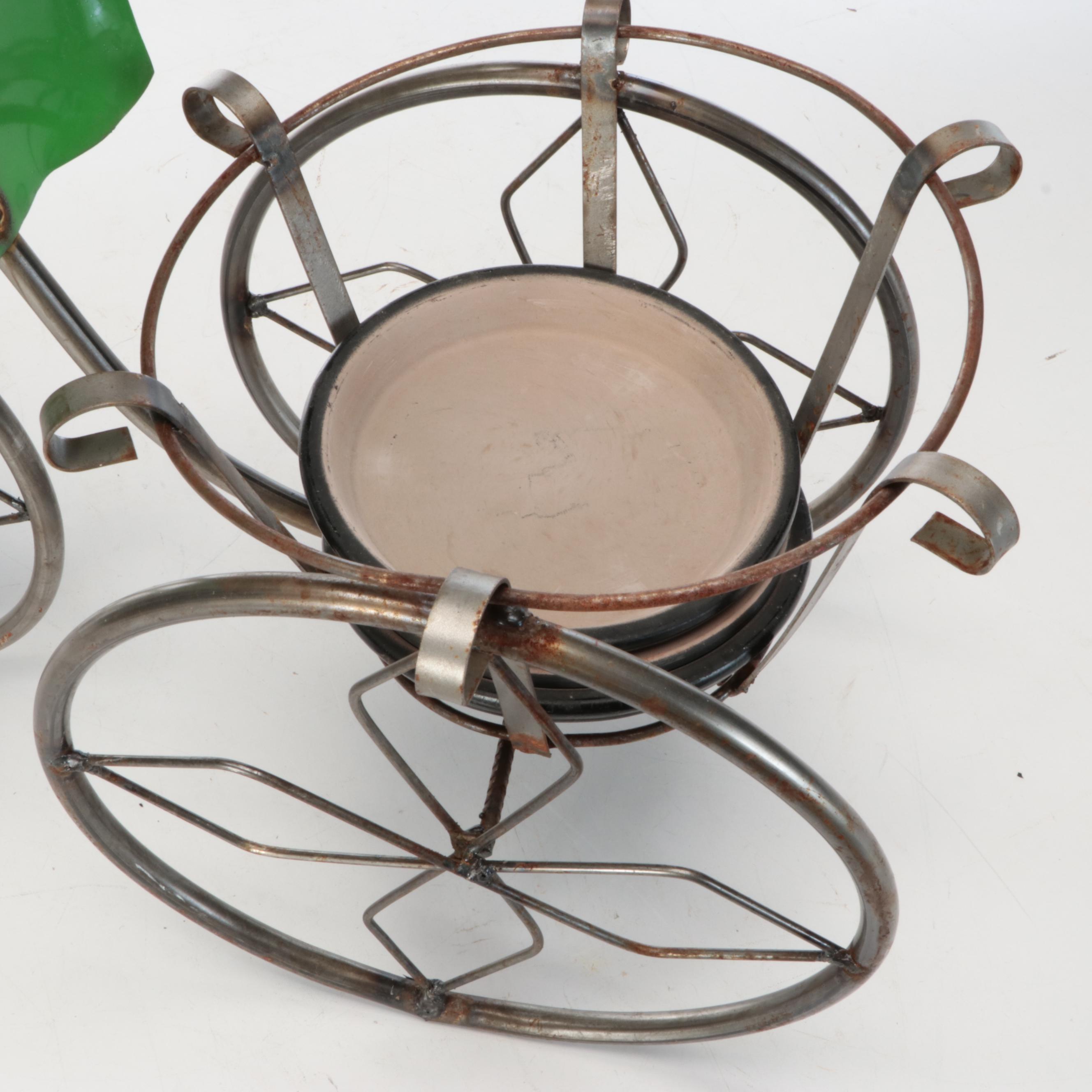 Halloween Whimsical Metal Biking Witch Plant Stand