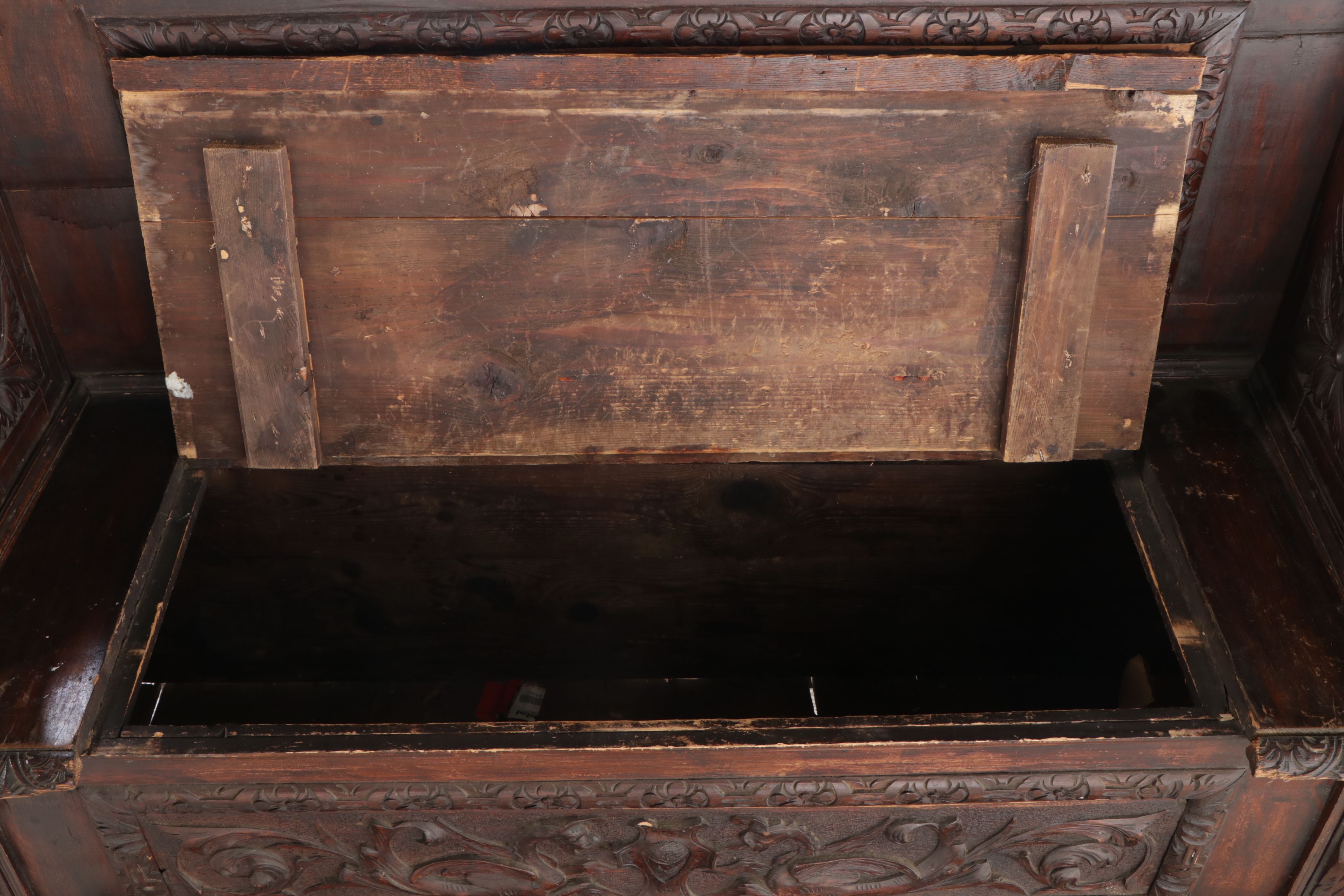 Renaissance Revival Oak Hall Bench, 19th Century