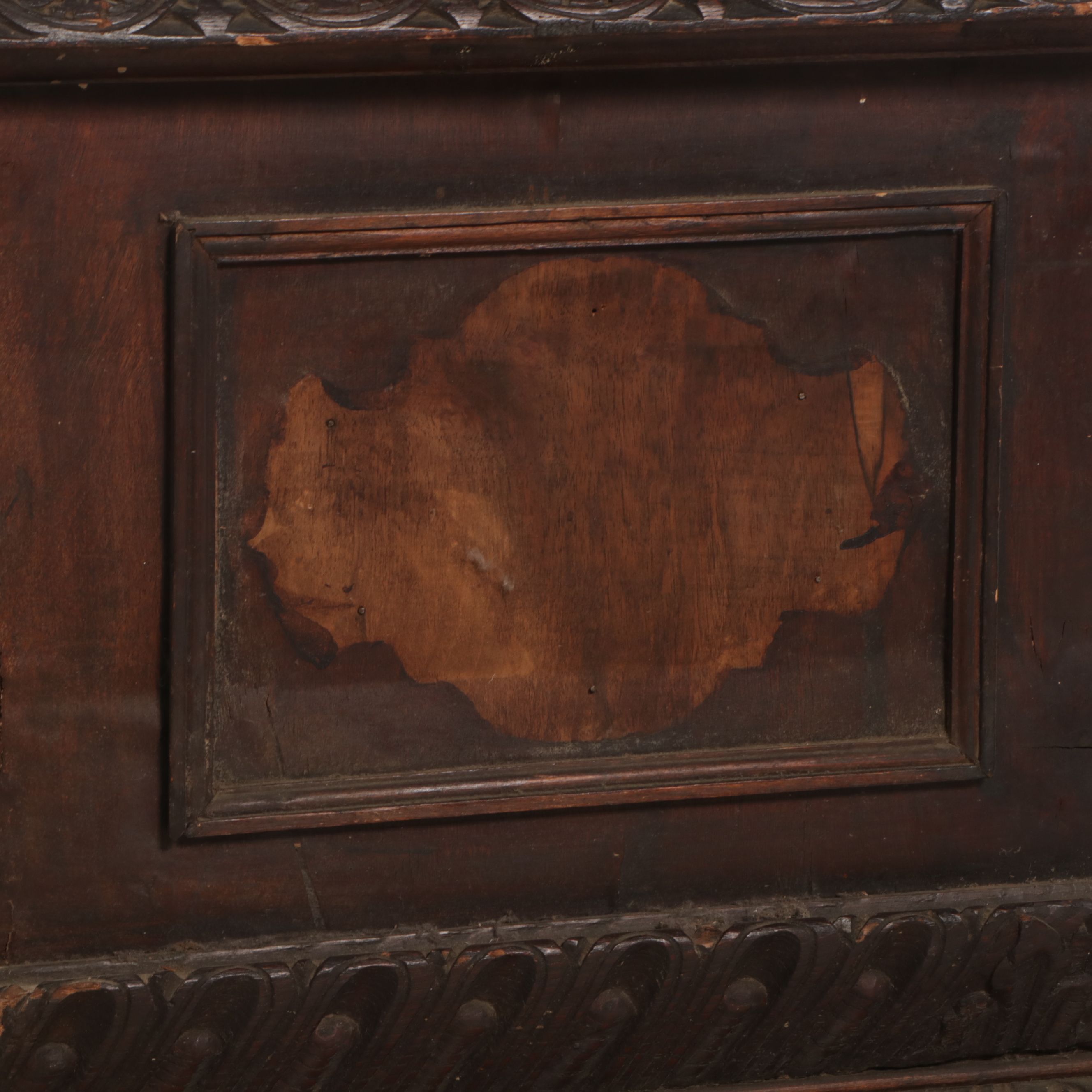 Renaissance Revival Oak Hall Bench, 19th Century