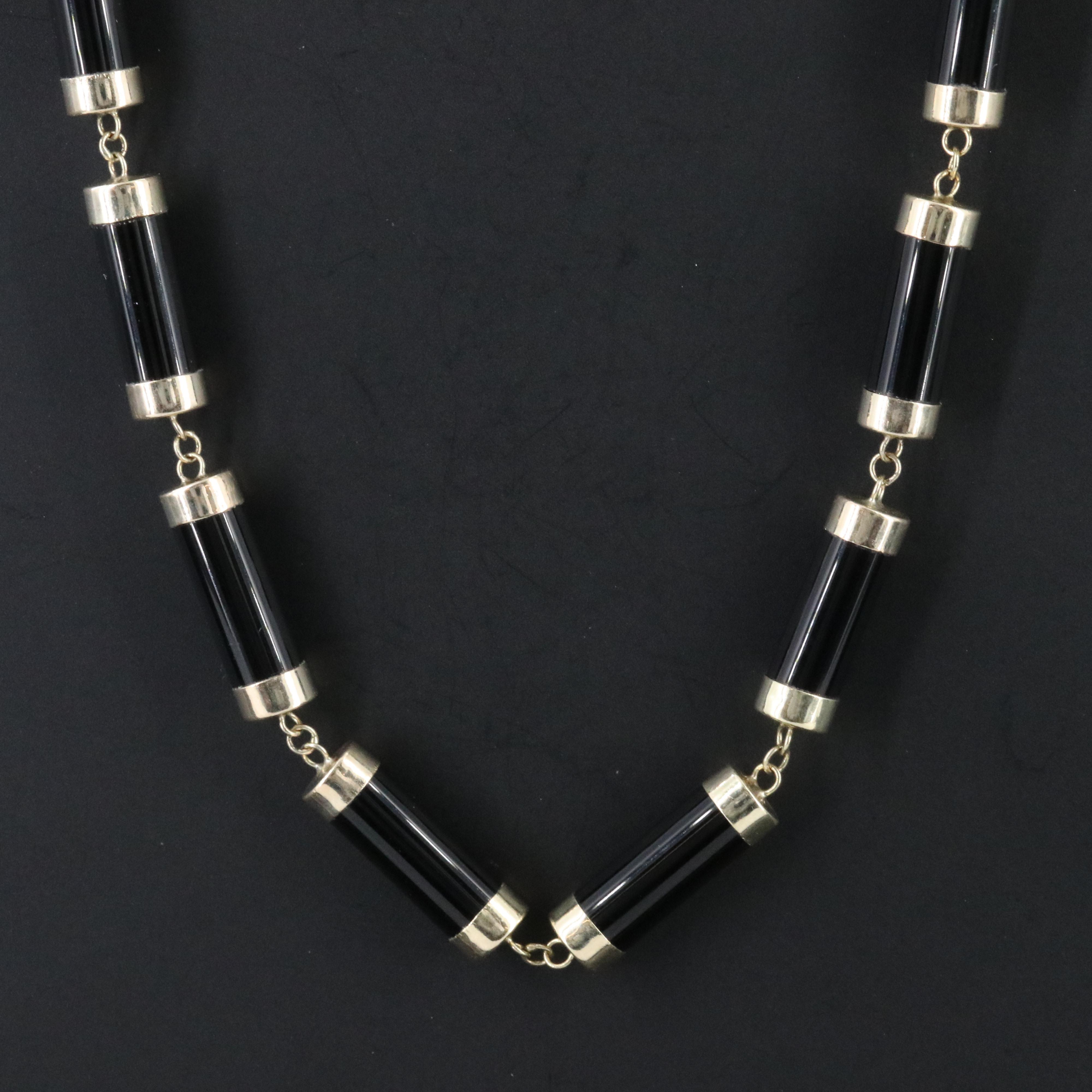 14K Black Onyx Link Necklace