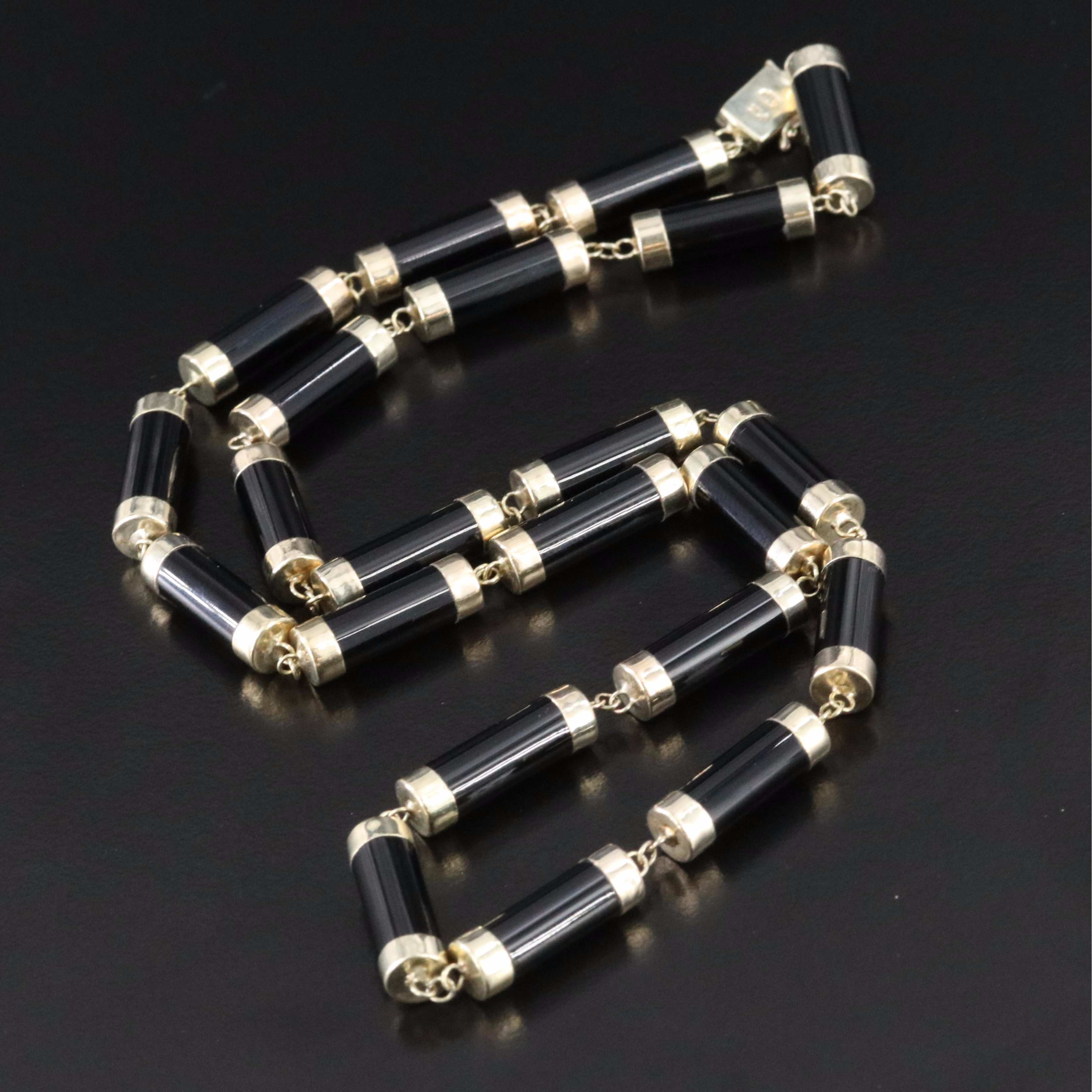 14K Black Onyx Link Necklace