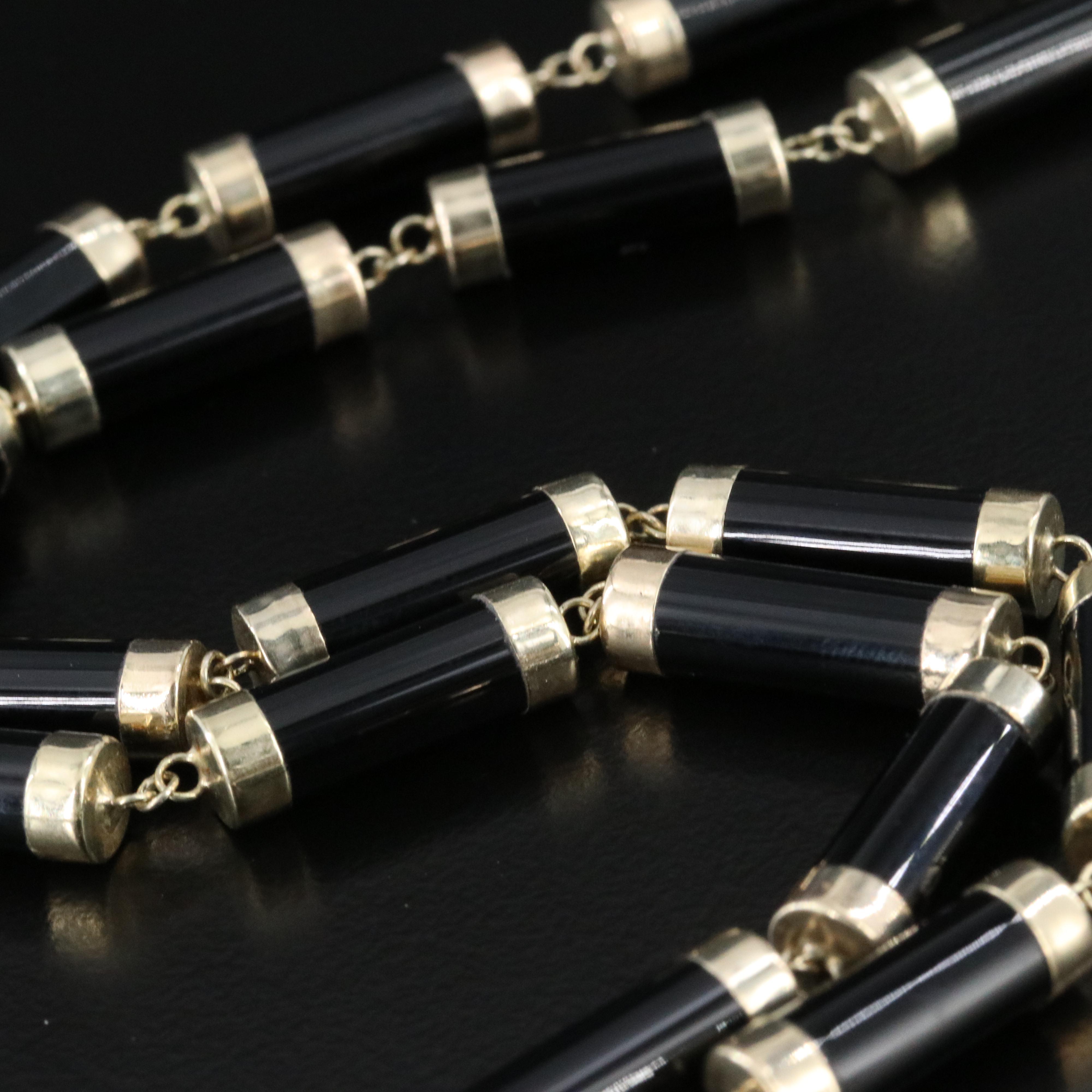 14K Black Onyx Link Necklace