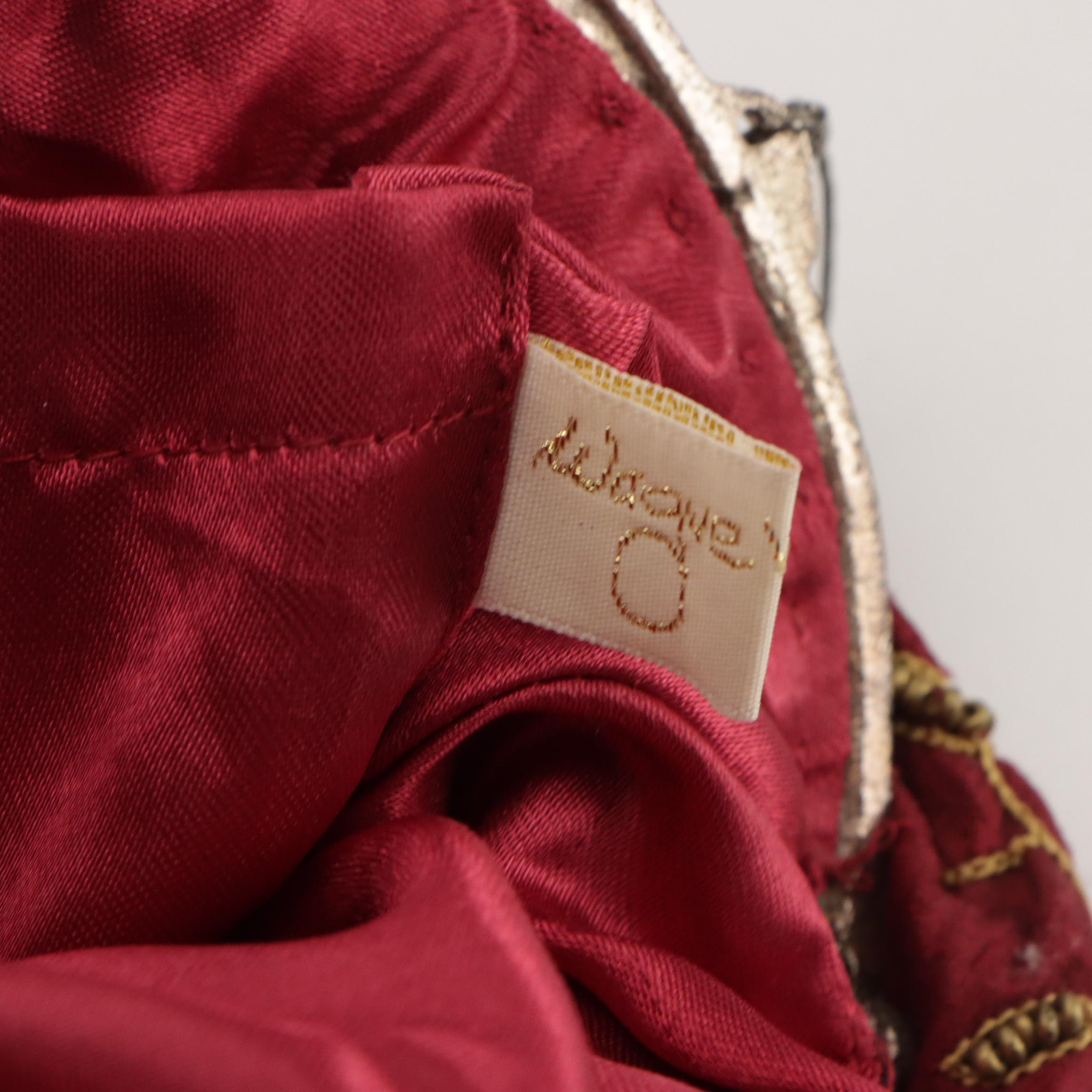 Hand-Beaded Kiss Lock Purse with Ostrich Feather and Rhinestone Accessory