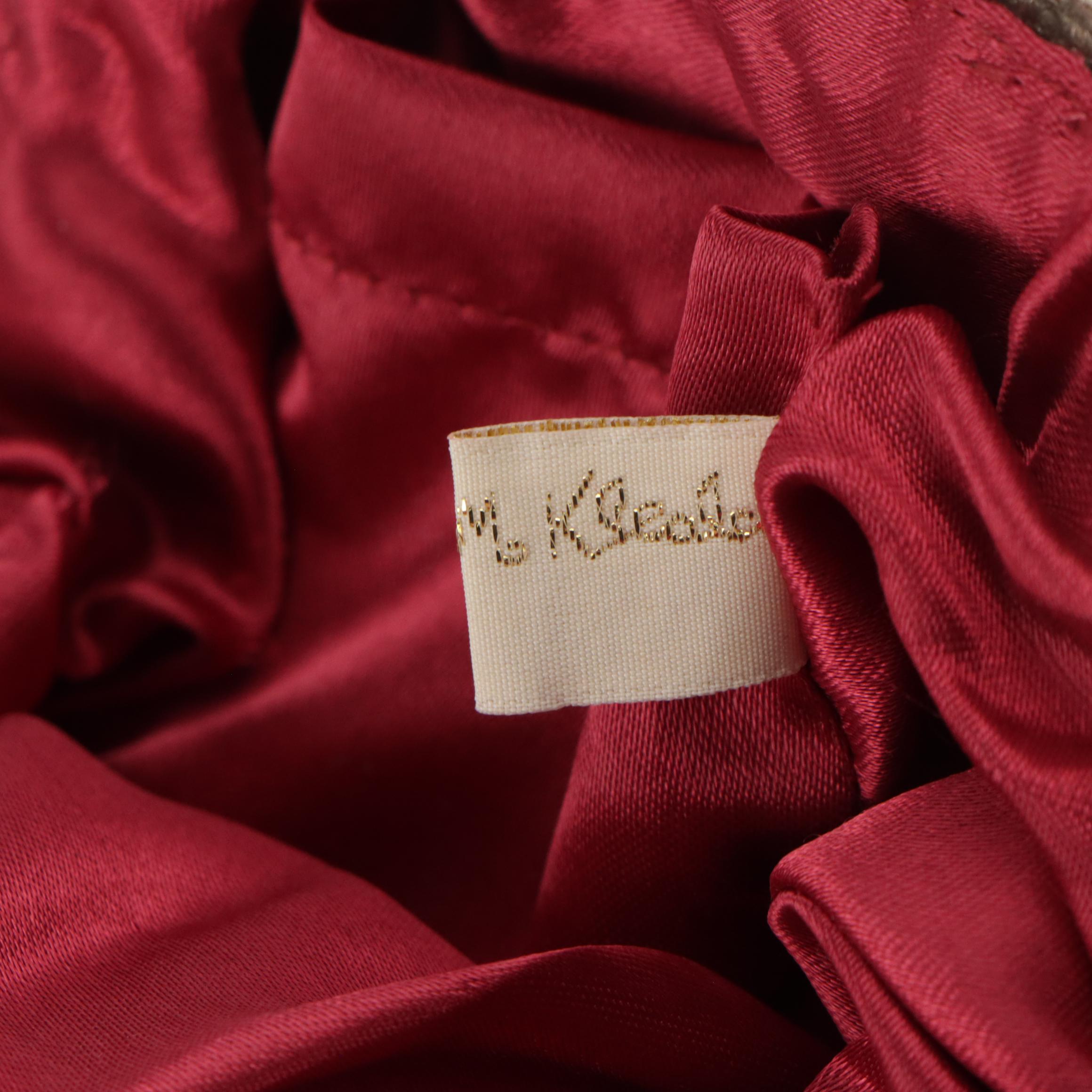 Hand-Beaded Kiss Lock Purse with Ostrich Feather and Rhinestone Accessory