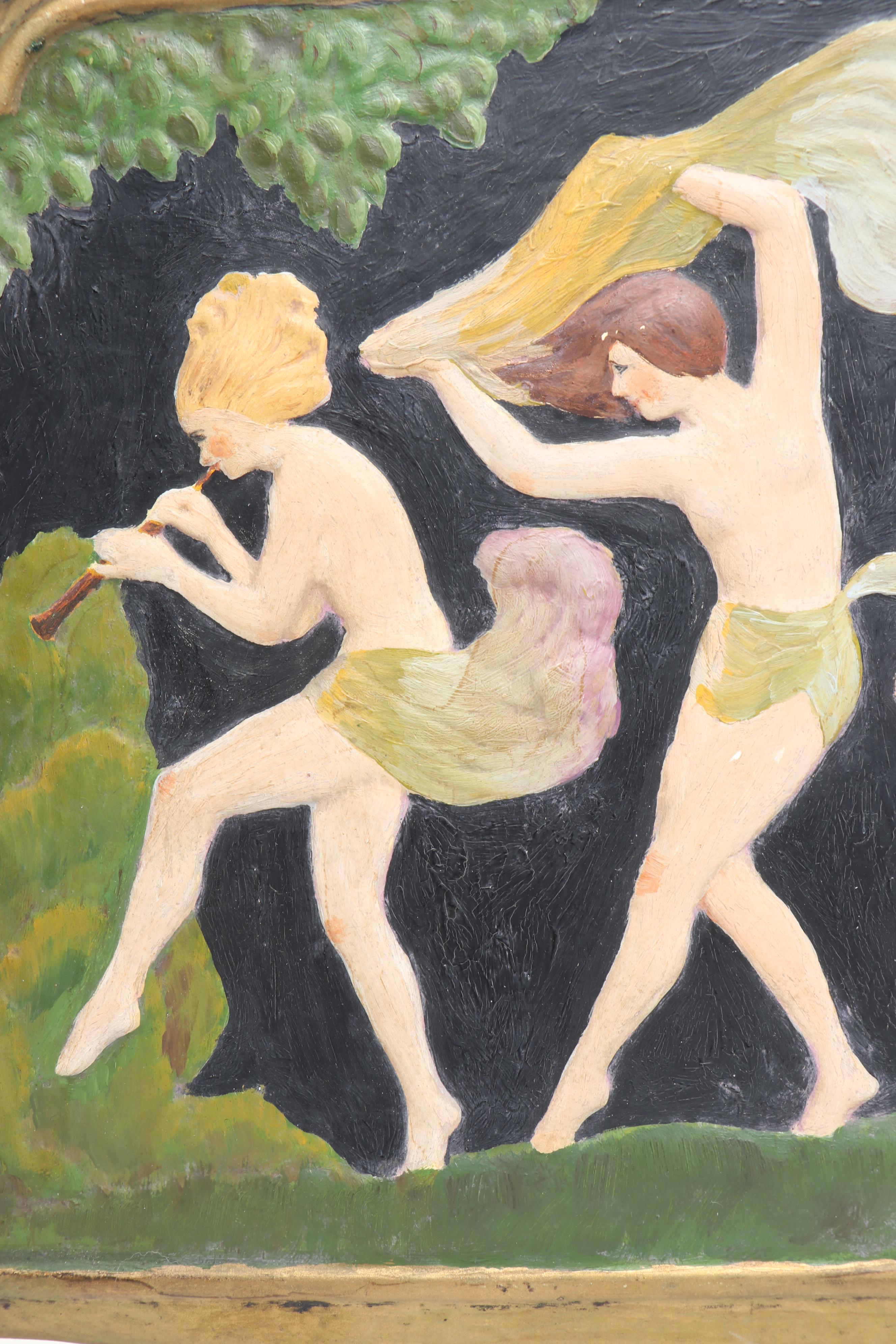 Art Deco Cast Plaster Bas-Relief of Dancing Nymphs