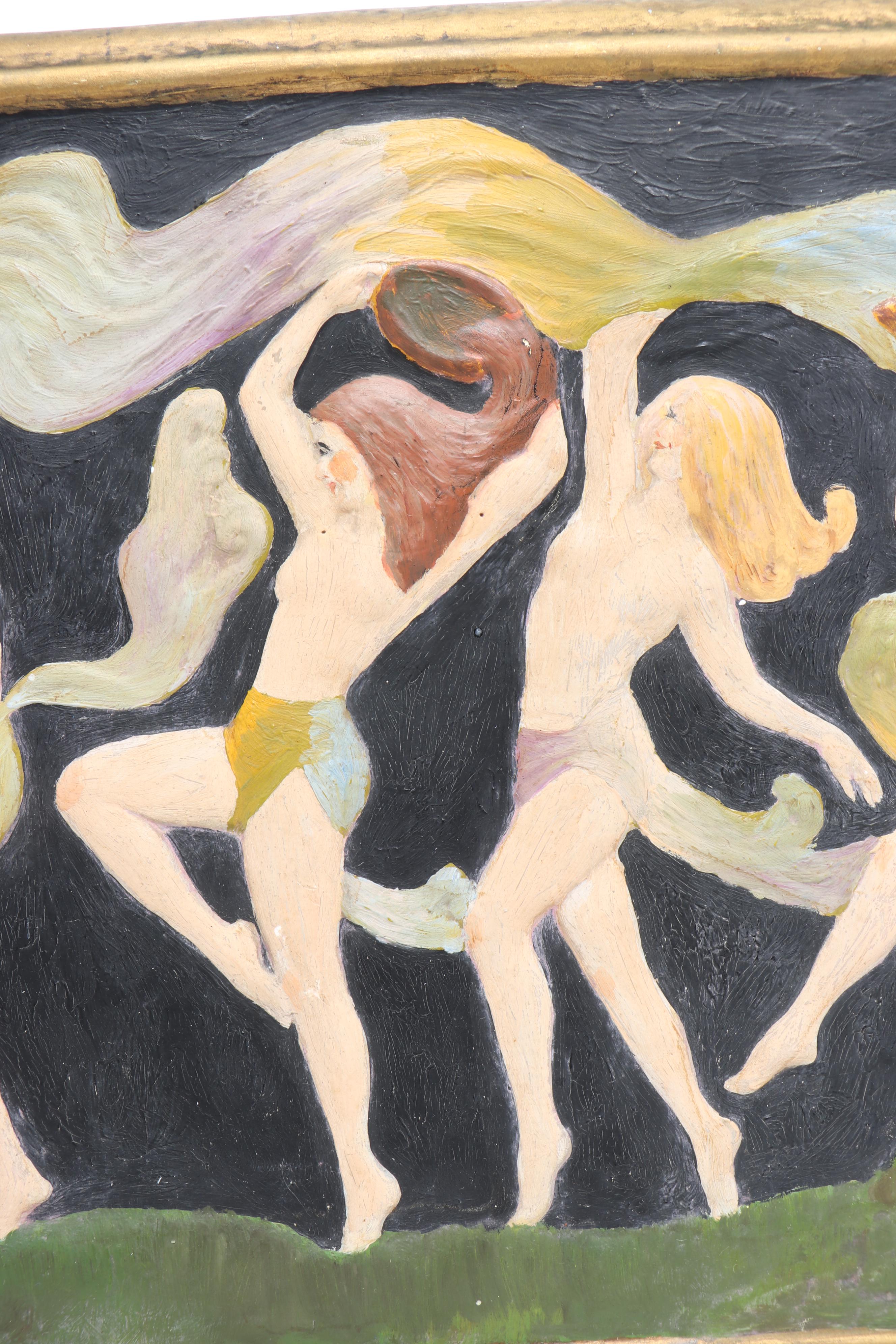 Art Deco Cast Plaster Bas-Relief of Dancing Nymphs