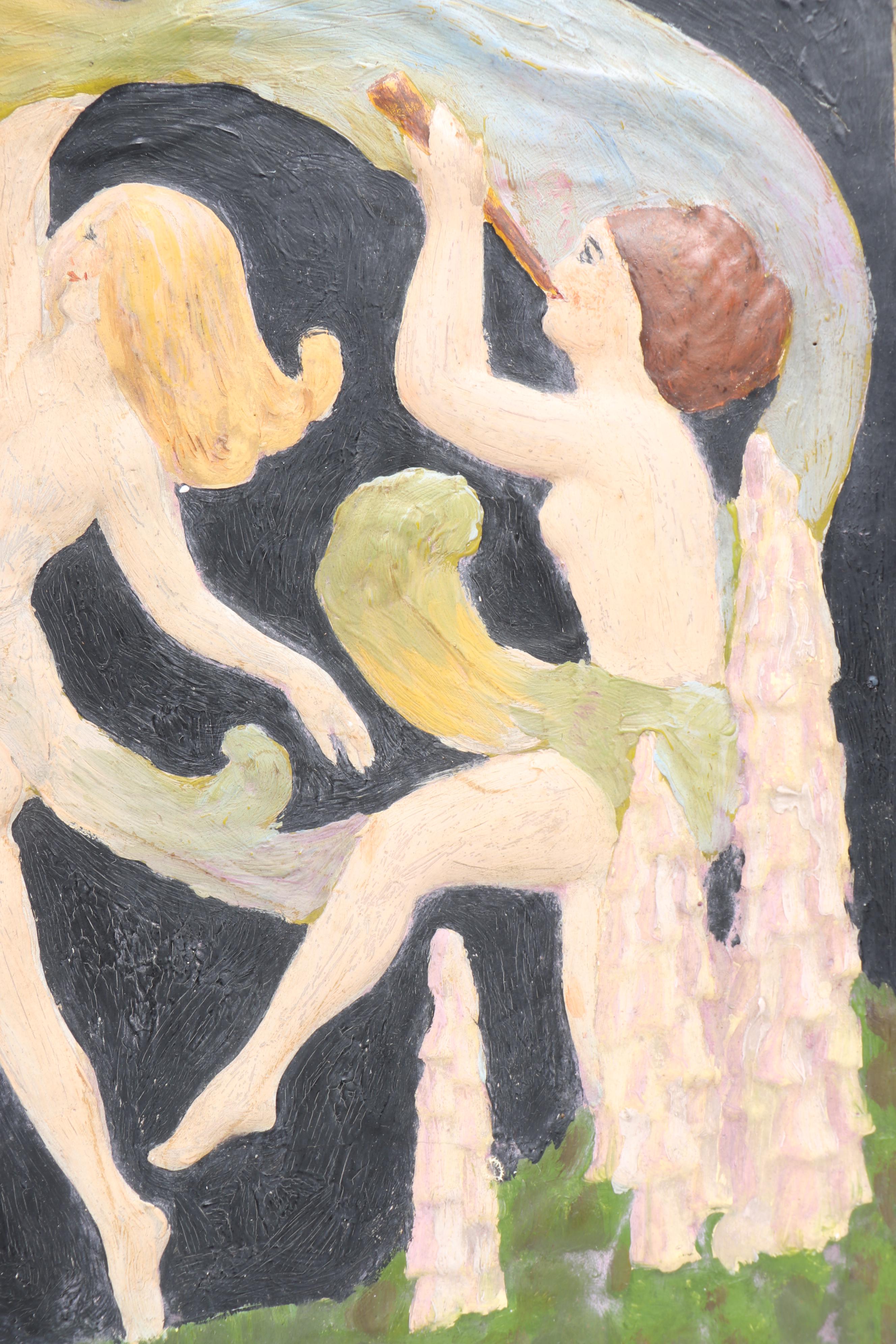 Art Deco Cast Plaster Bas-Relief of Dancing Nymphs