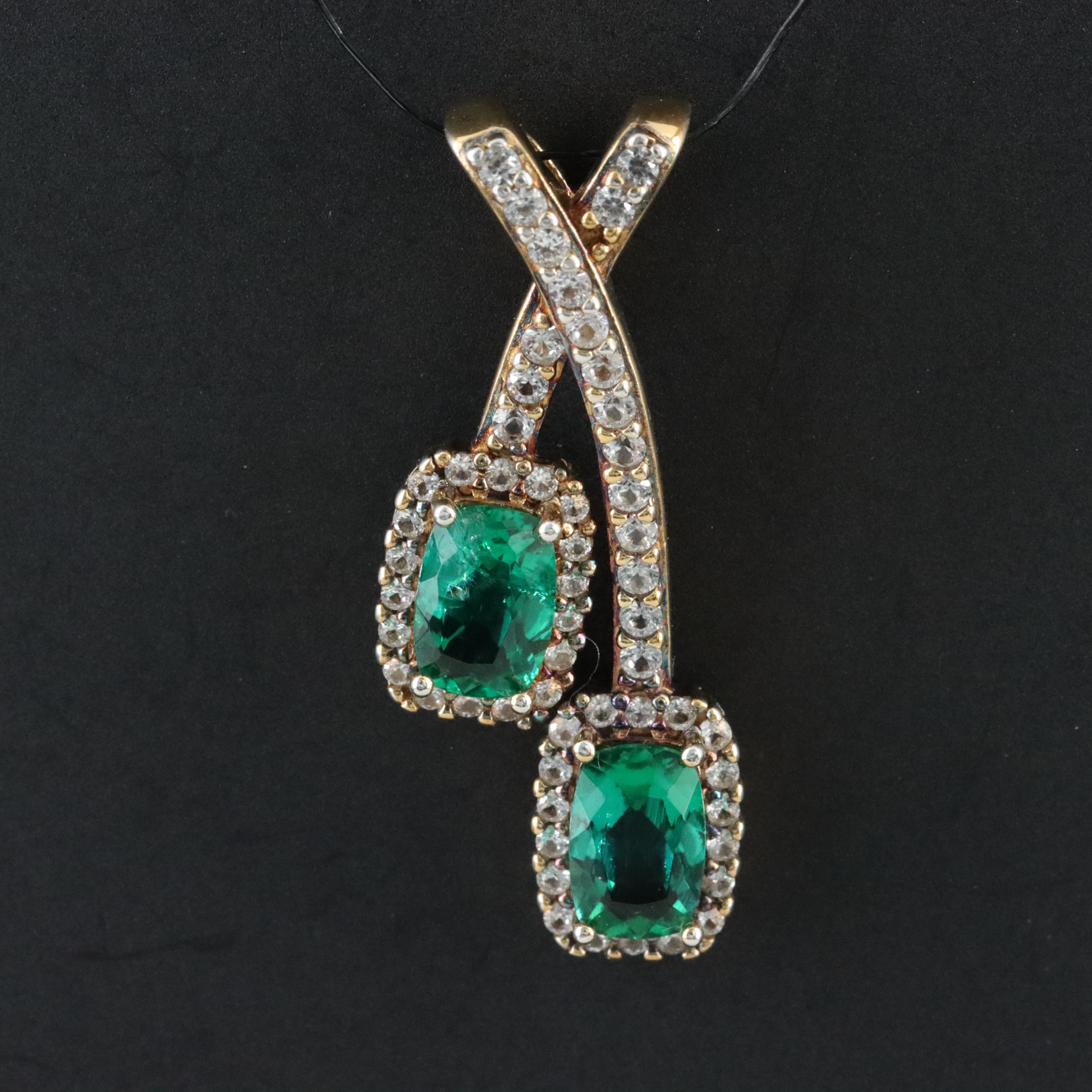 Sterling Emerald and Sapphire Pendant