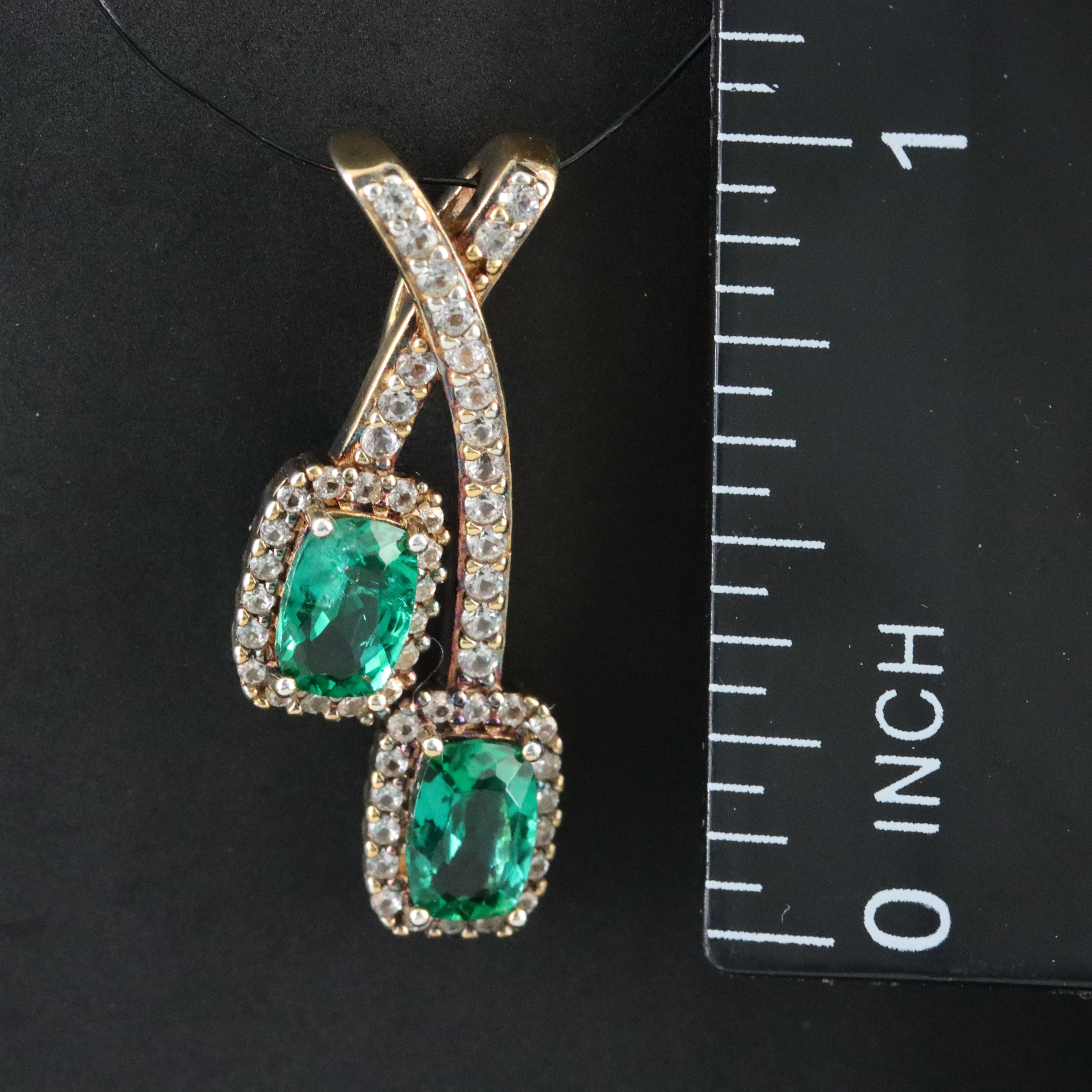 Sterling Emerald and Sapphire Pendant