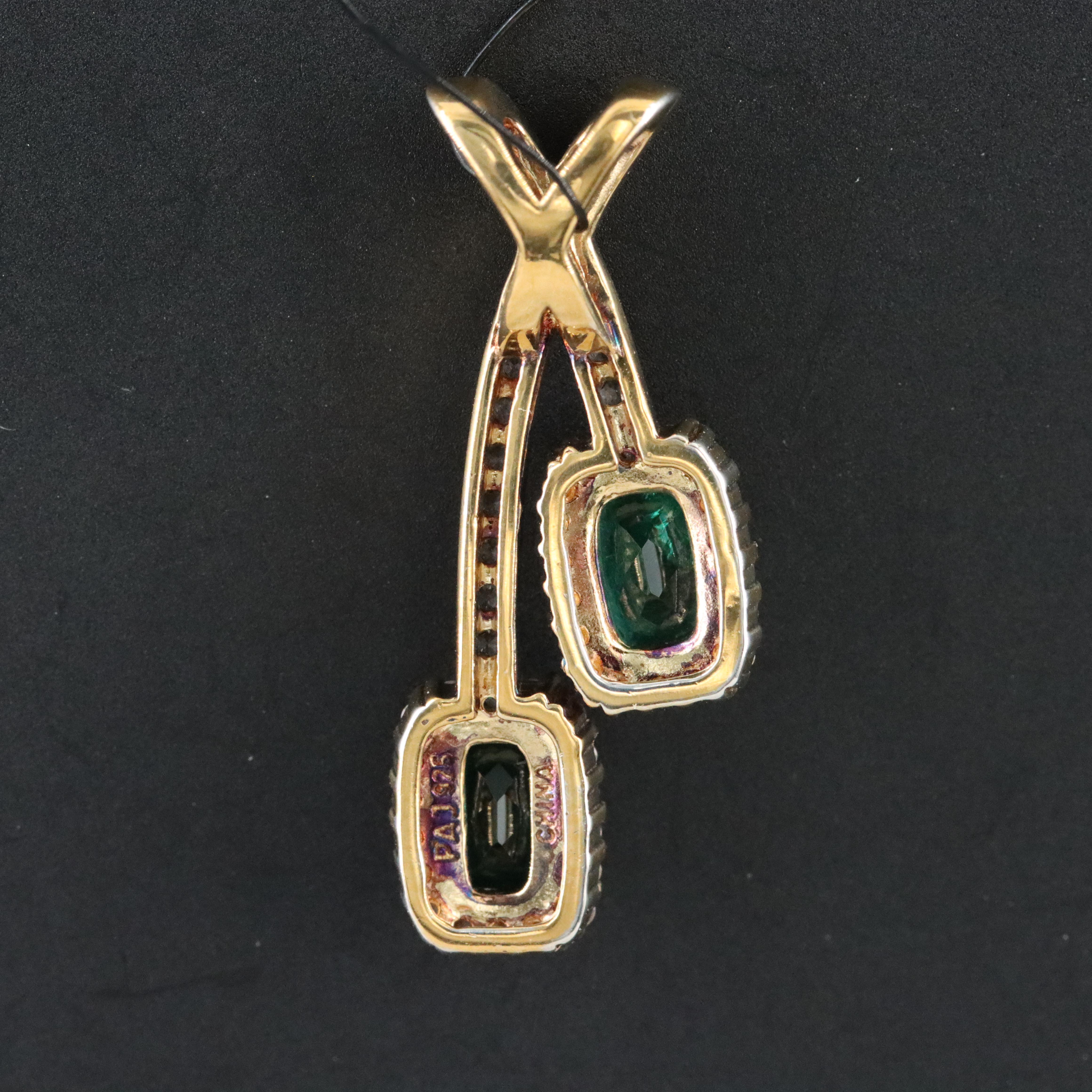 Sterling Emerald and Sapphire Pendant