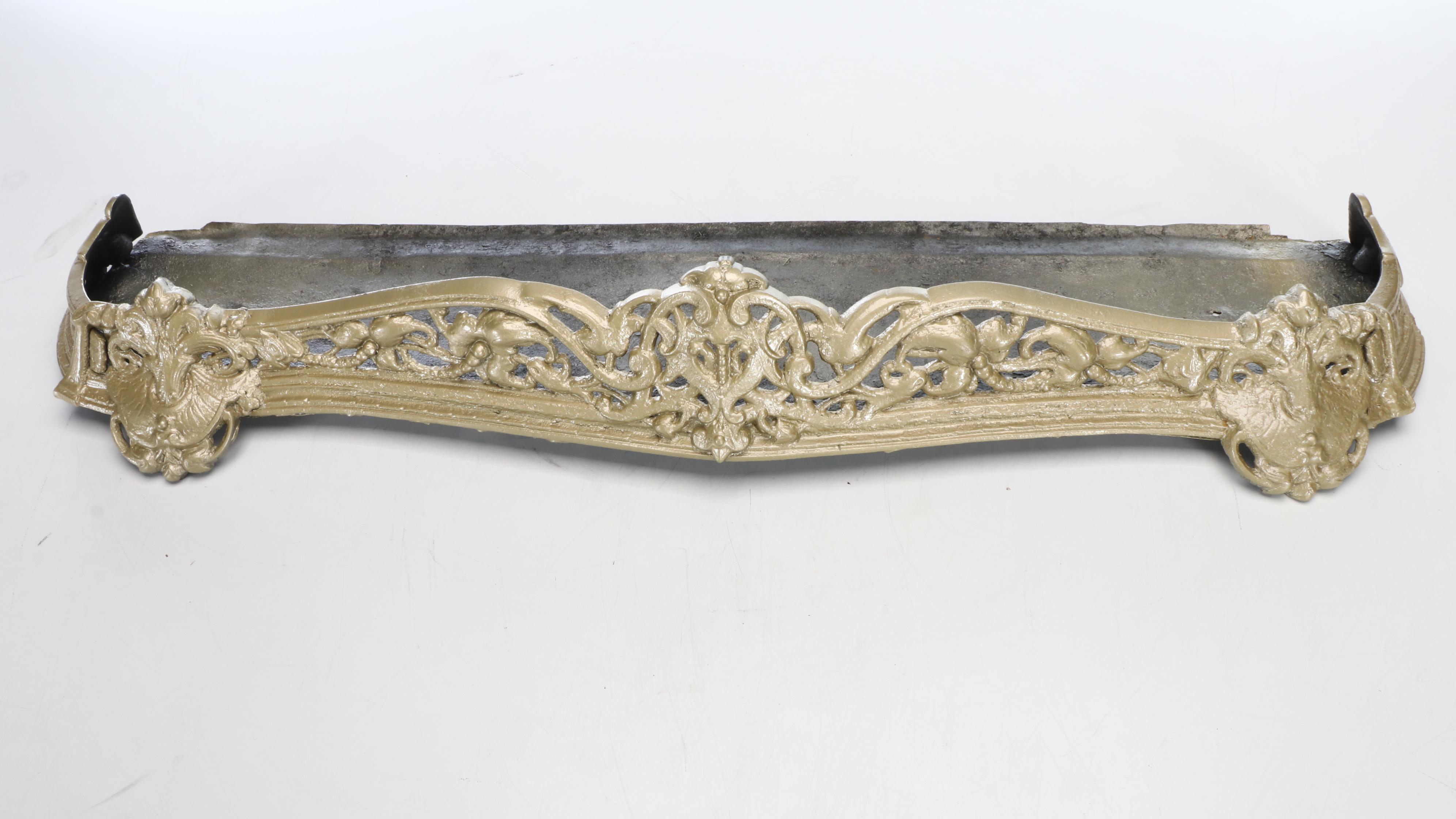 Victorian Style Gold-Painted Fireplace Hearth and Fender