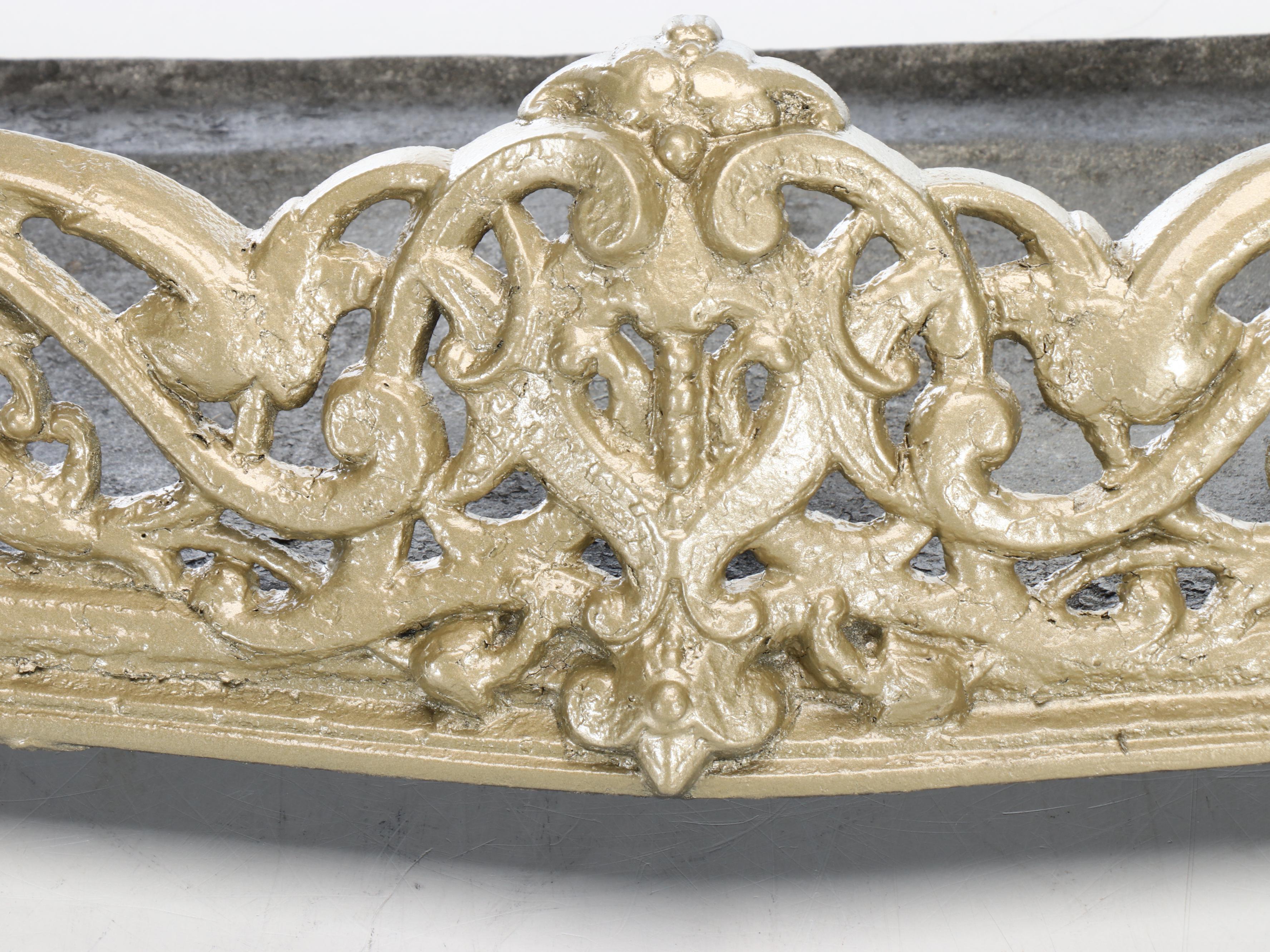 Victorian Style Gold-Painted Fireplace Hearth and Fender