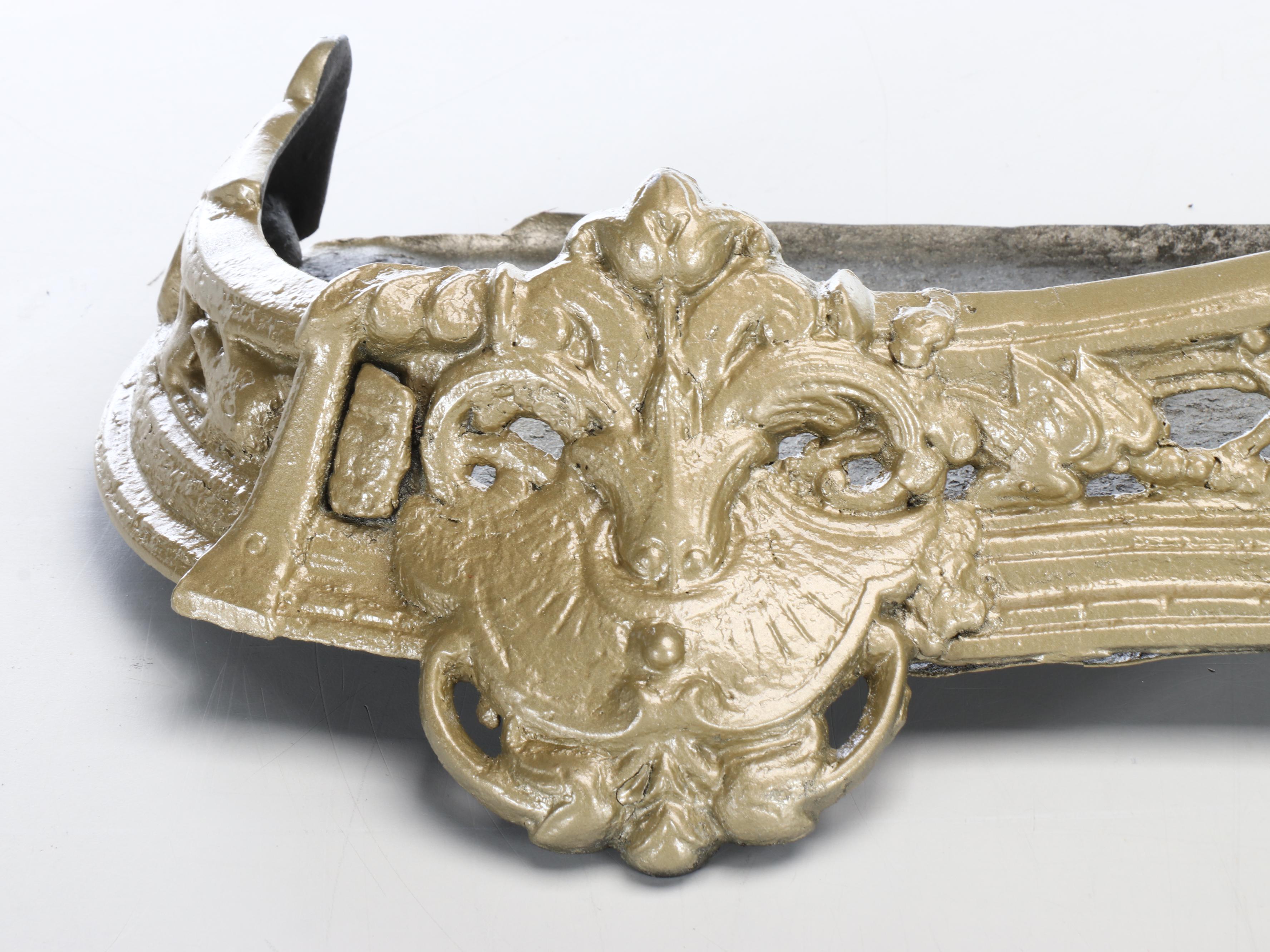 Victorian Style Gold-Painted Fireplace Hearth and Fender