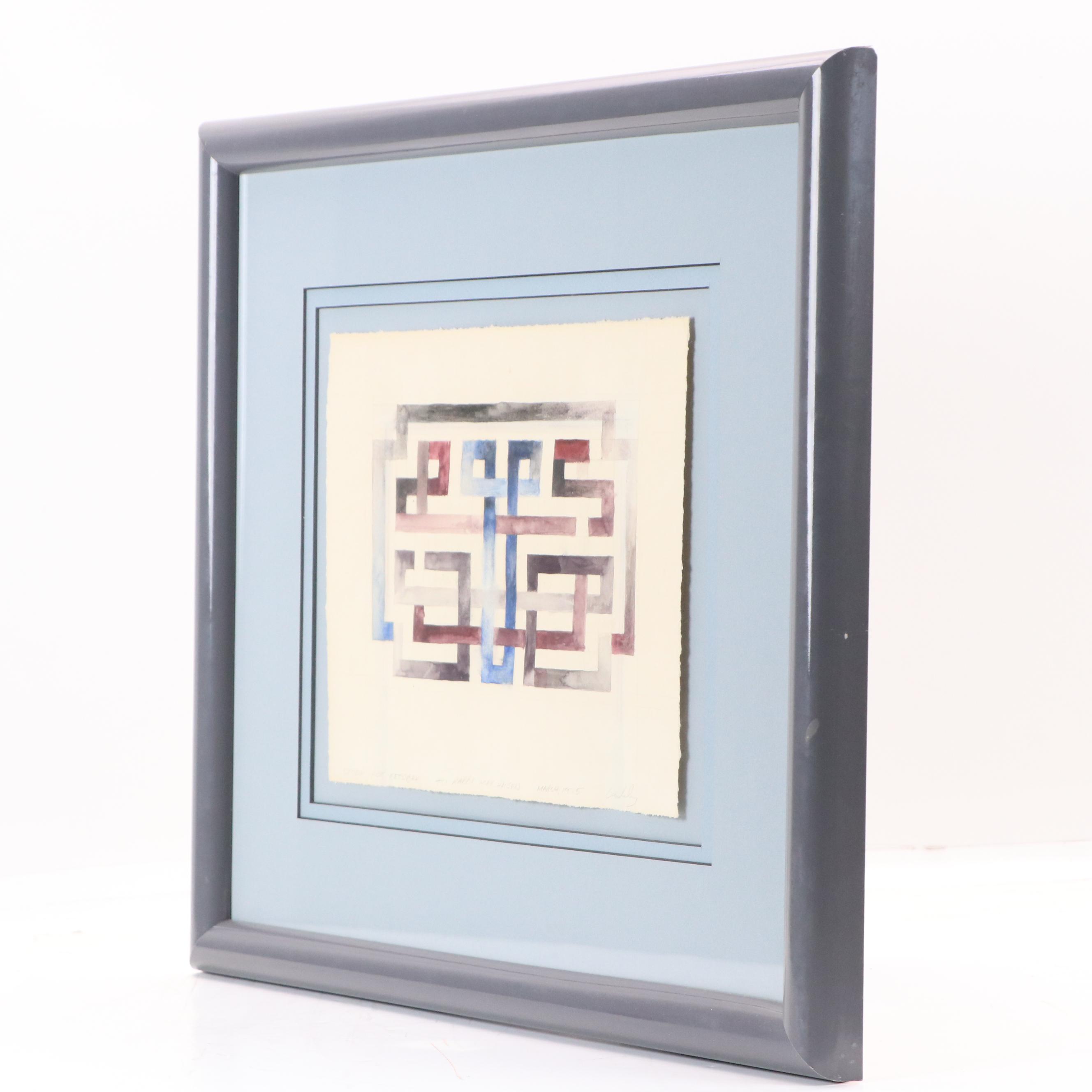 Graphite and Watercolor Sketch "Study for Ketubah," 1975