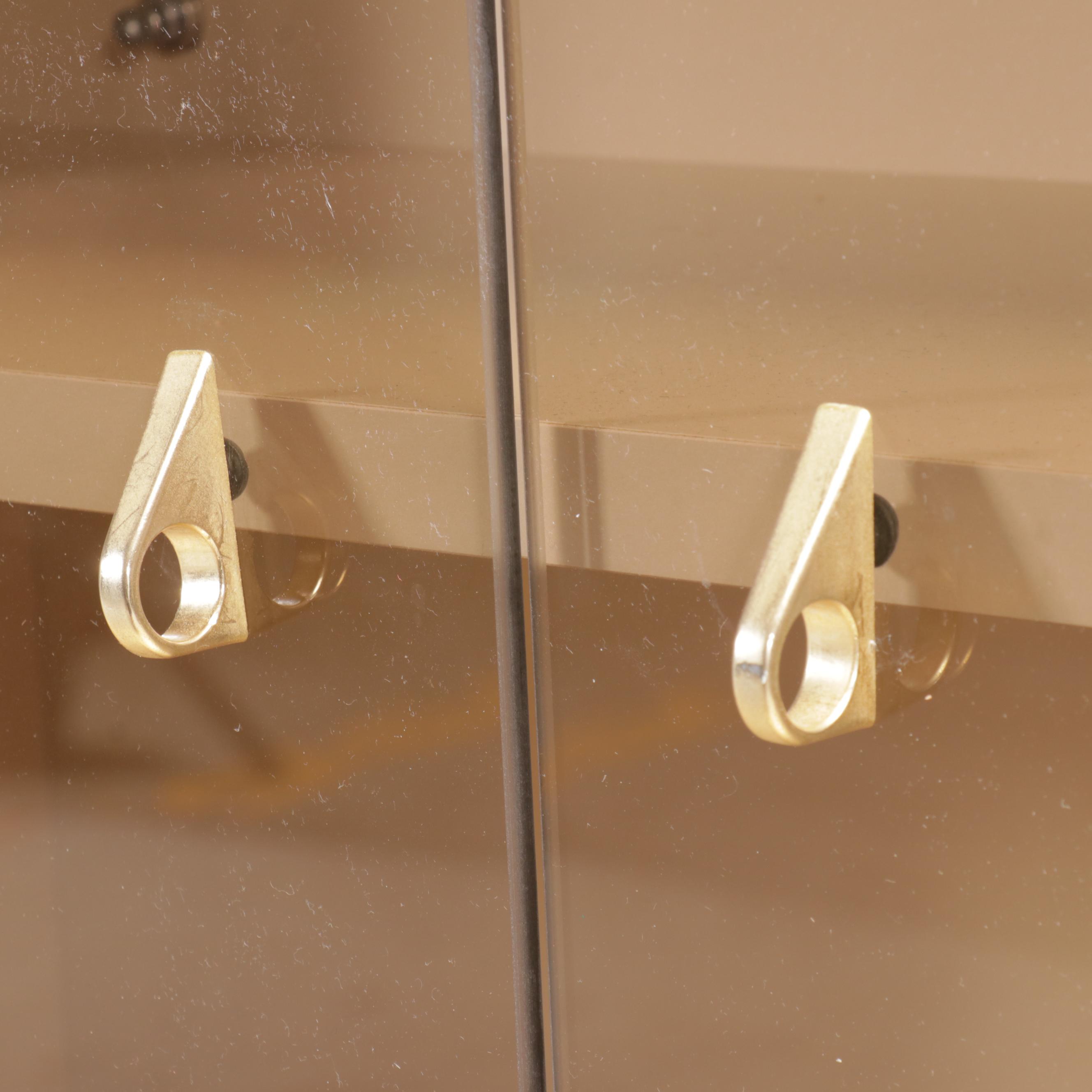 Deco Revival Smoked and Mirrored Glass and Laminate China Cabinet, Late 20th C.