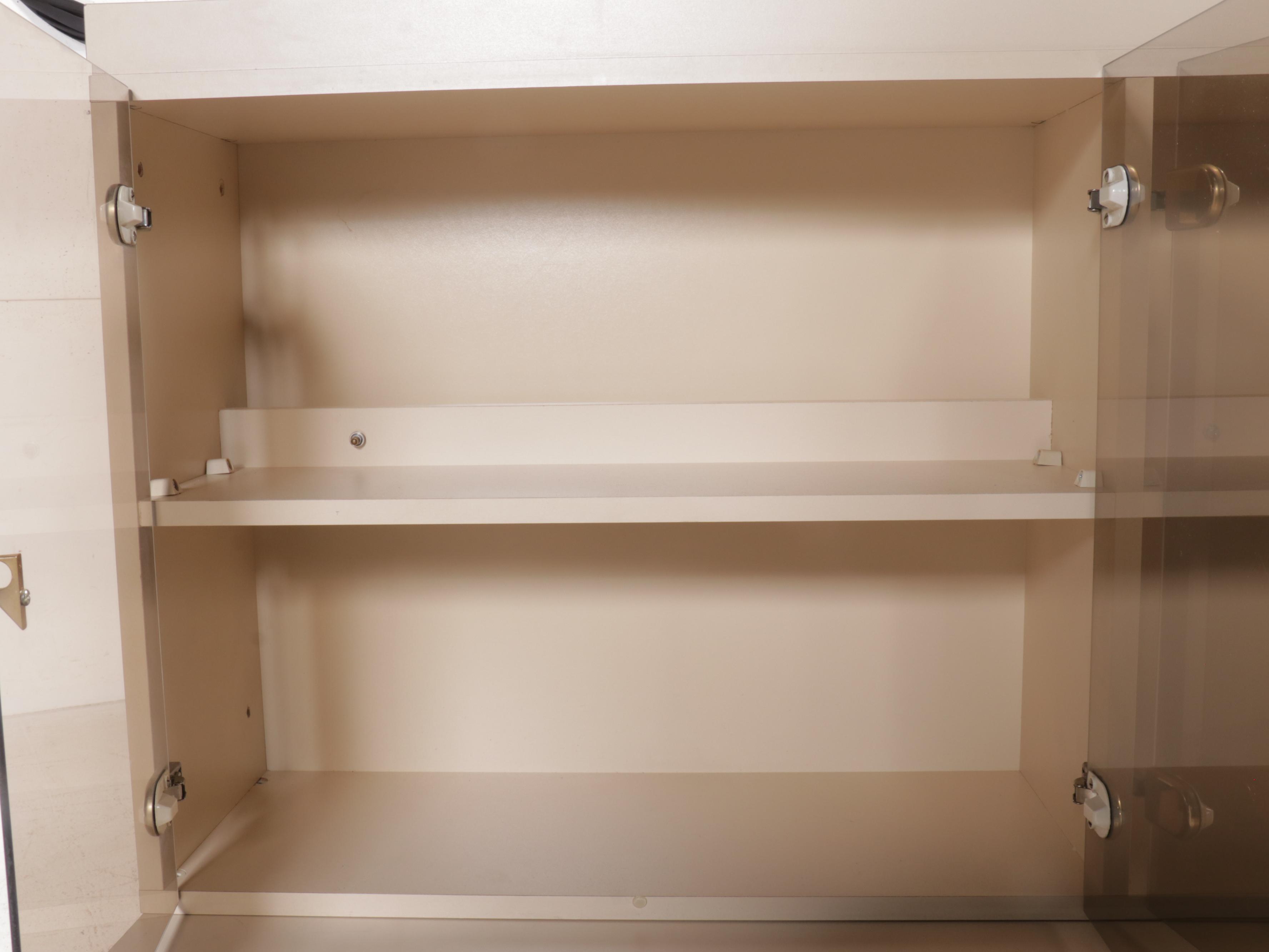 Deco Revival Smoked and Mirrored Glass and Laminate China Cabinet, Late 20th C.