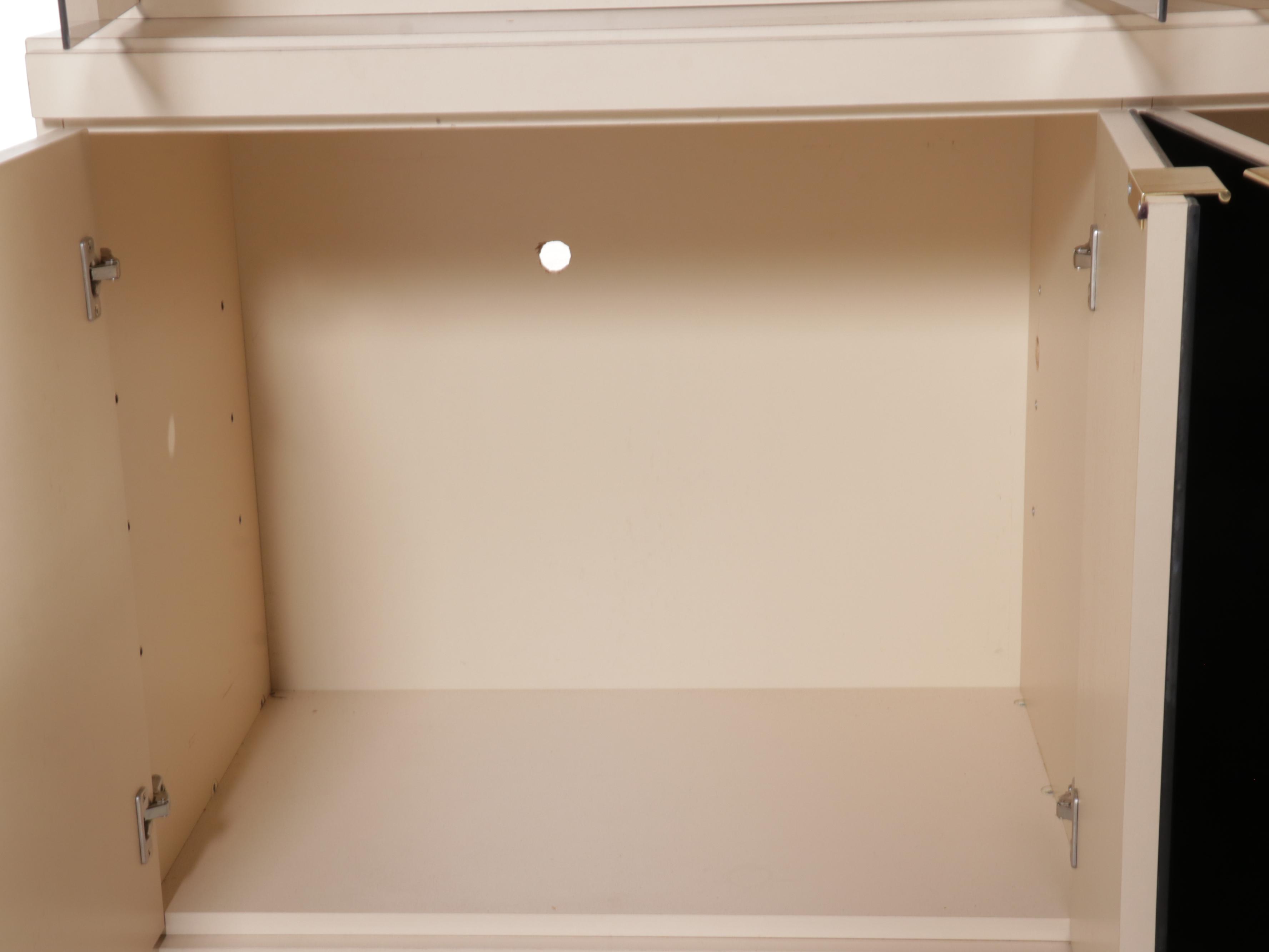 Deco Revival Smoked and Mirrored Glass and Laminate China Cabinet, Late 20th C.