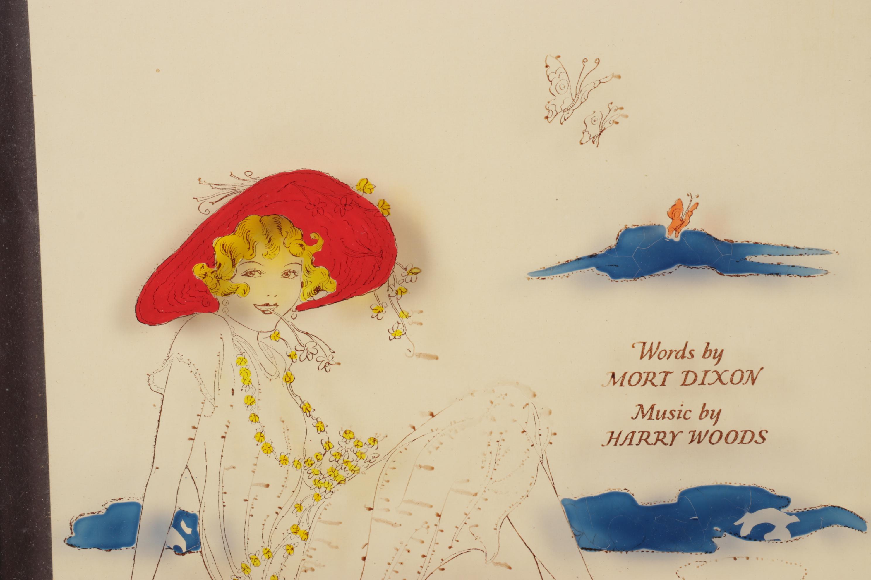 Reverse Glass Print of Sheet Music Cover For "Where The Wild, Wild Flowers Grow"